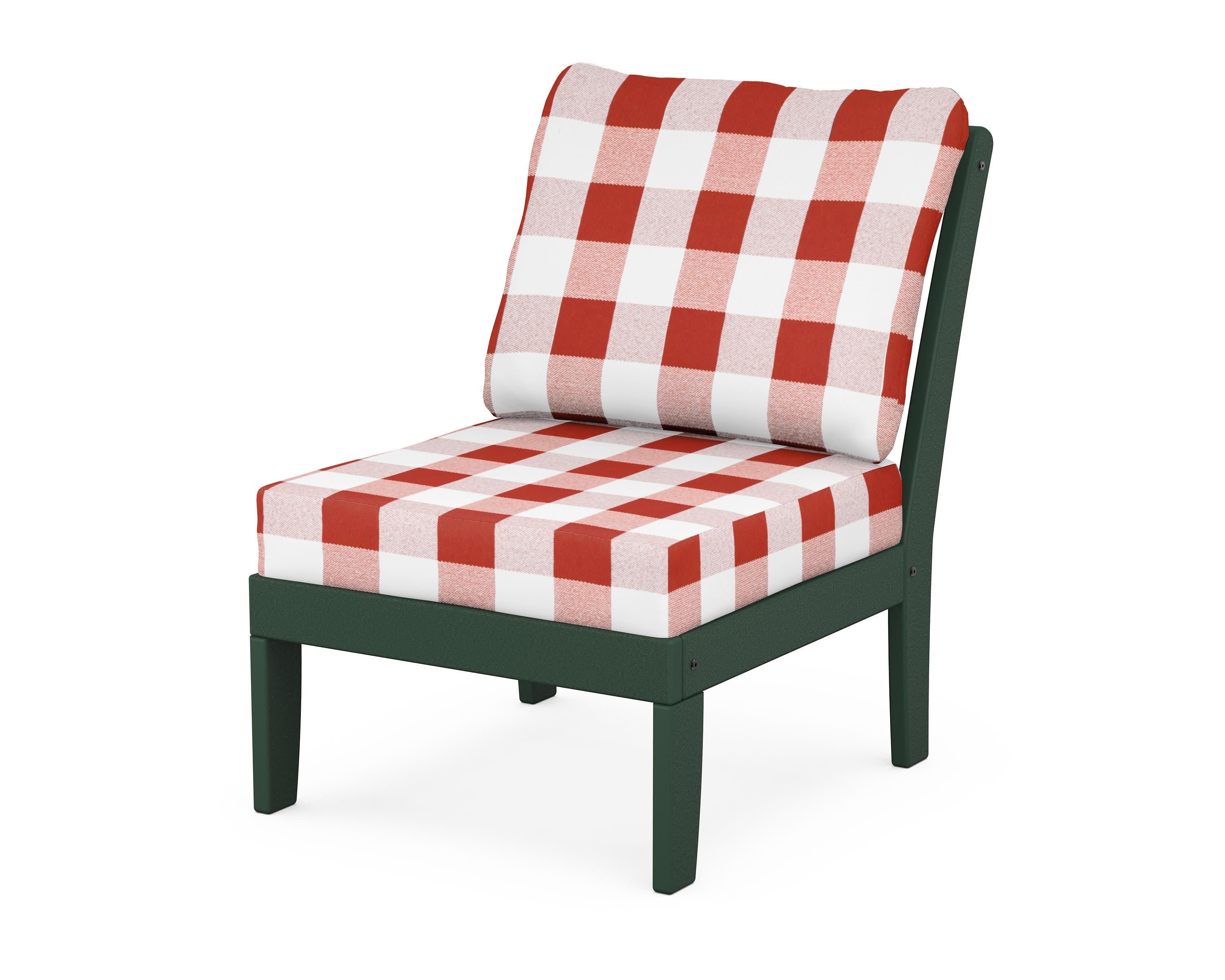 Yacht Club Modular Armless Chair in Rainforest Canopy / Buffalo Plaid Crimson