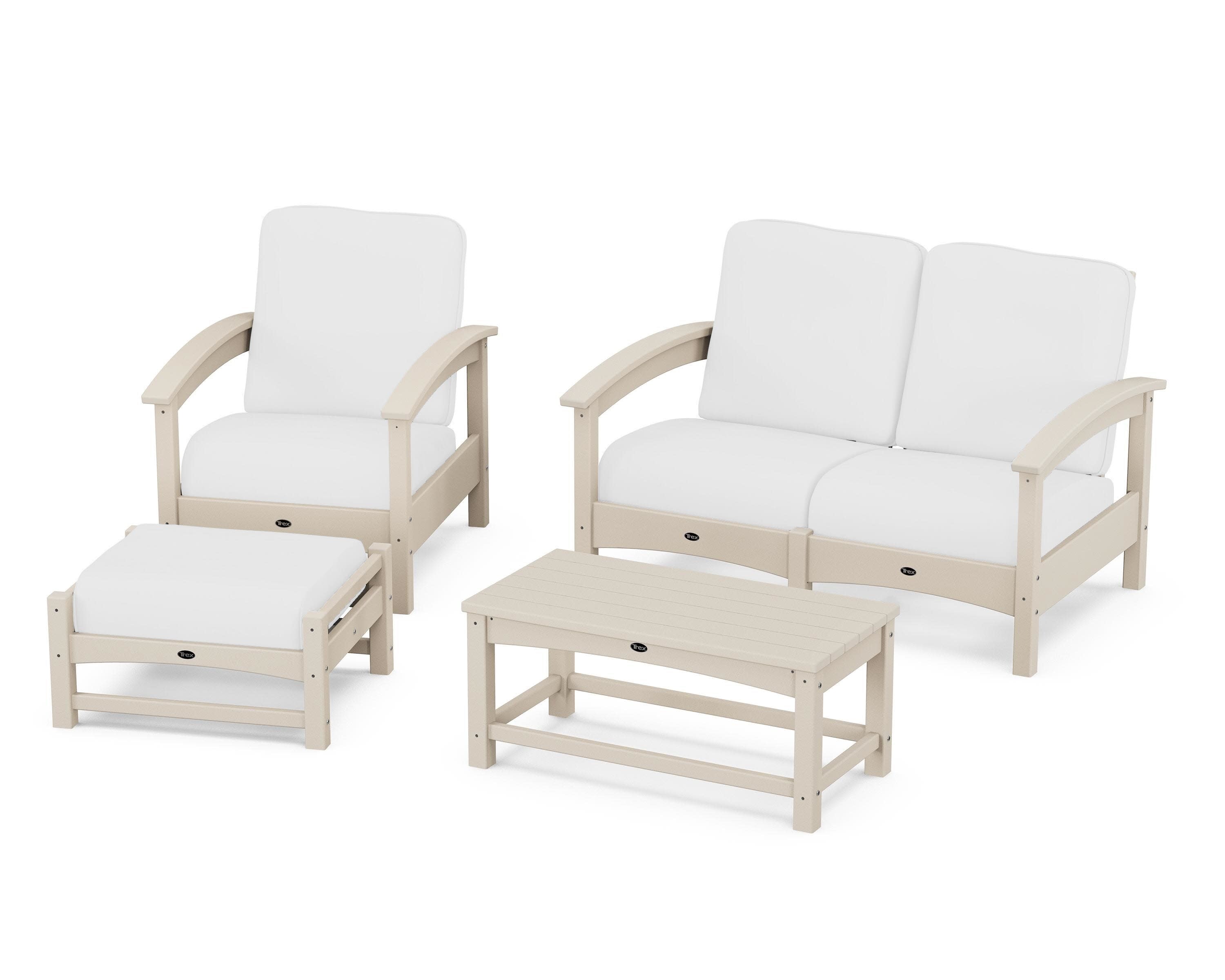 Rockport 4-Piece Deep Seating Conversation Group in Sand Castle / Natural