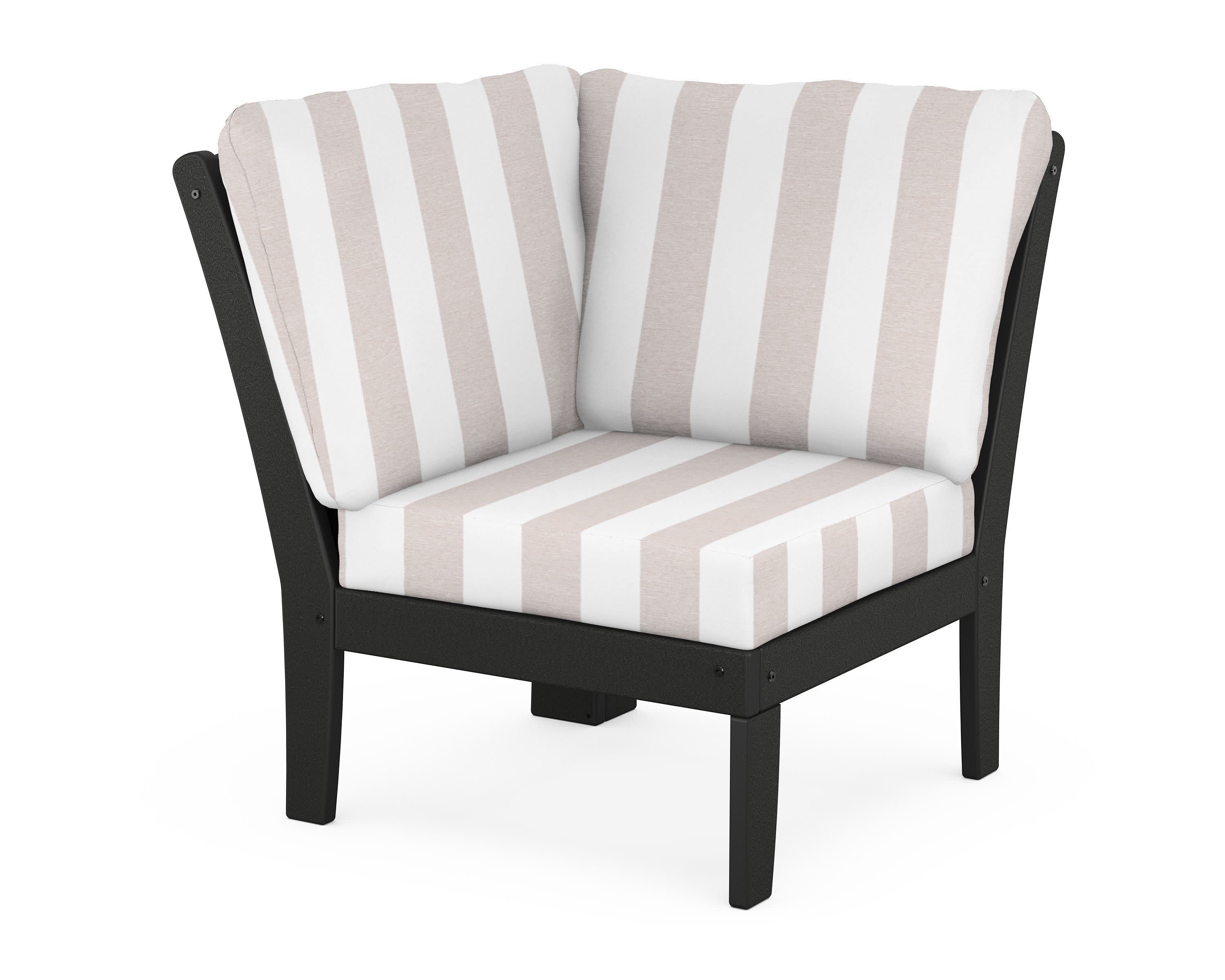 Yacht Club Modular Corner Chair in Charcoal Black / Cabana Stripe Dune Burlap