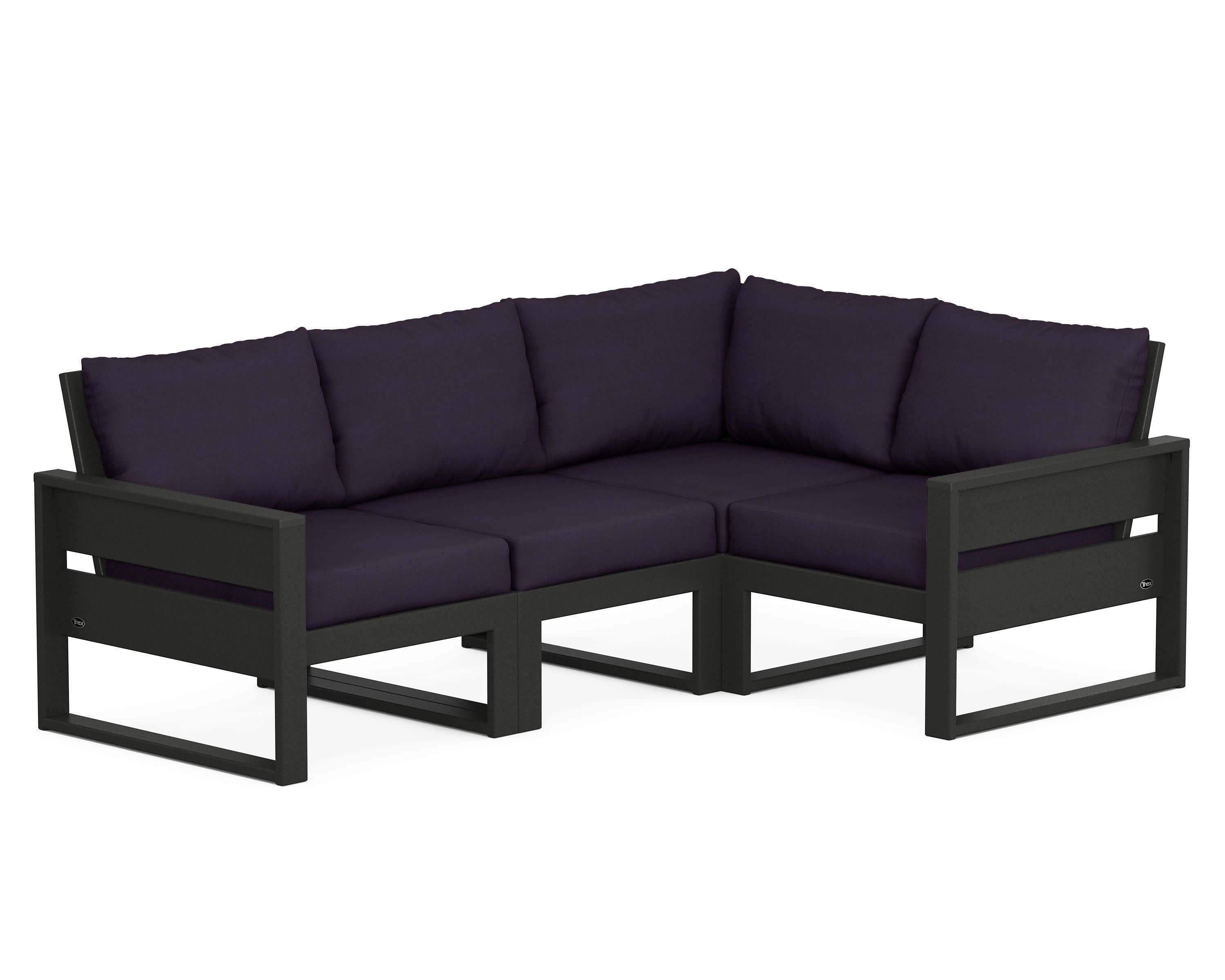 Eastport 4- Piece Sectional in Charcoal Black / Navy Linen