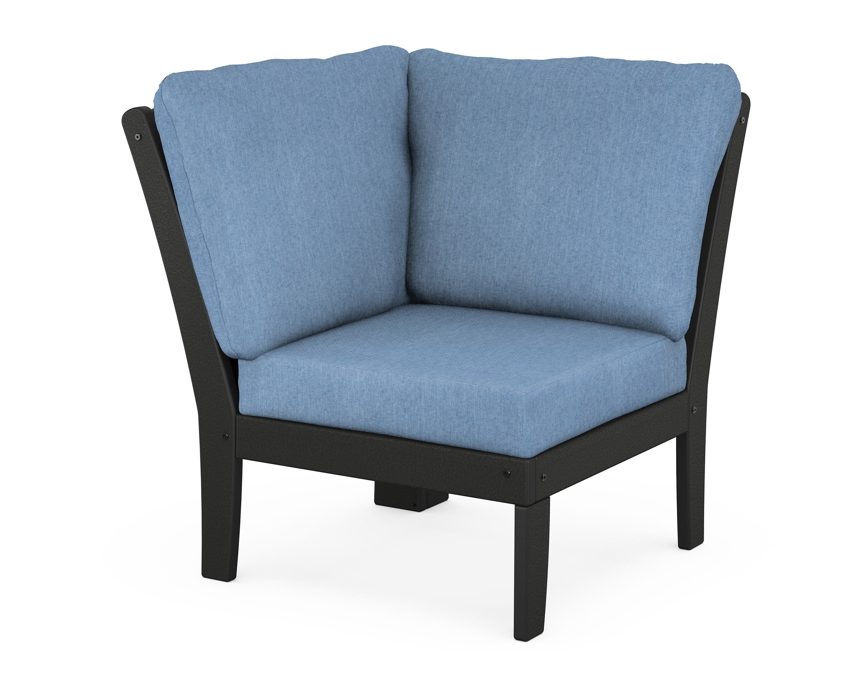 Yacht Club Modular Corner Chair in Charcoal Black / Sky Blue