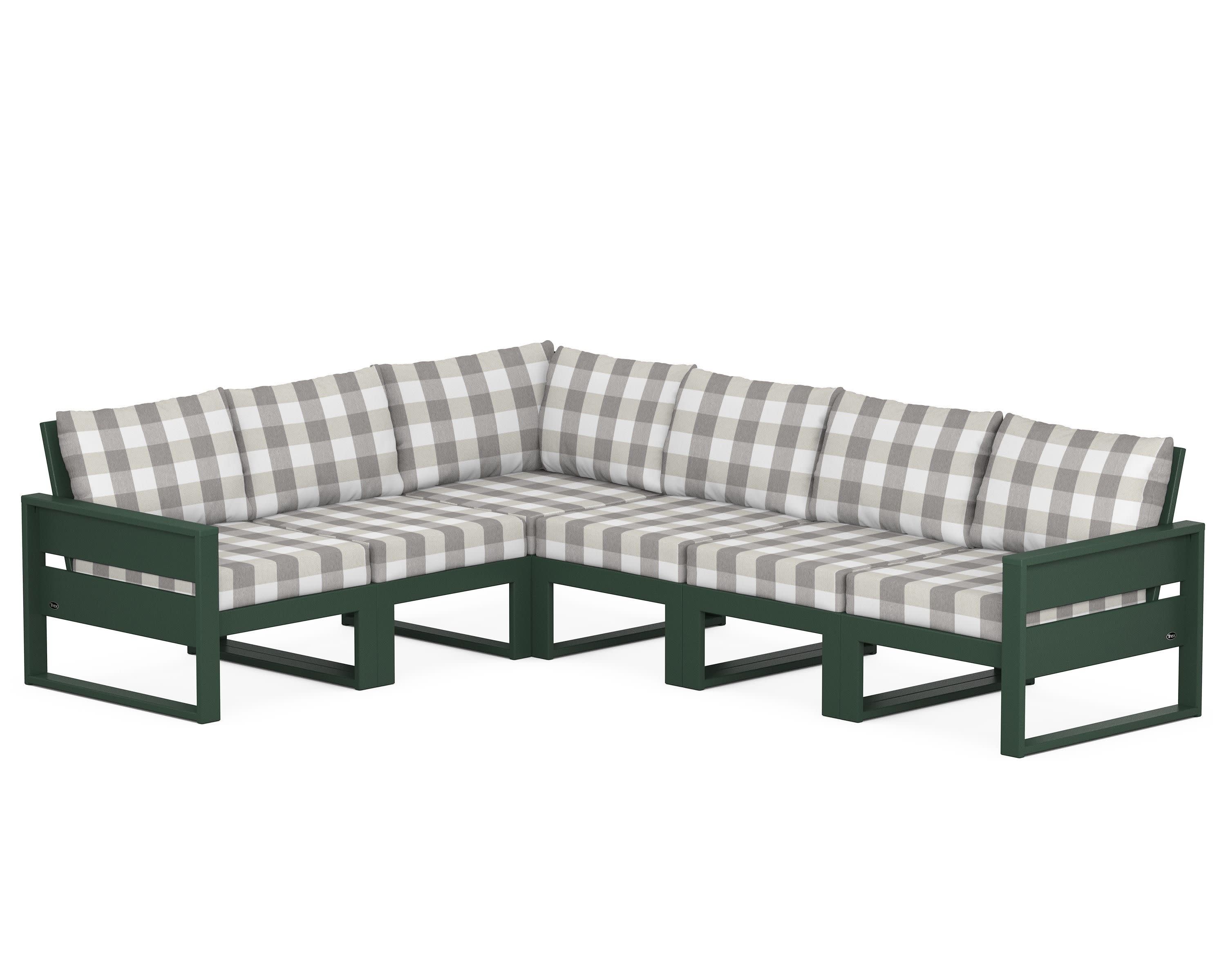 Eastport 6-Piece Sectional in Rainforest Canopy / Buffalo Plaid Grey Mist