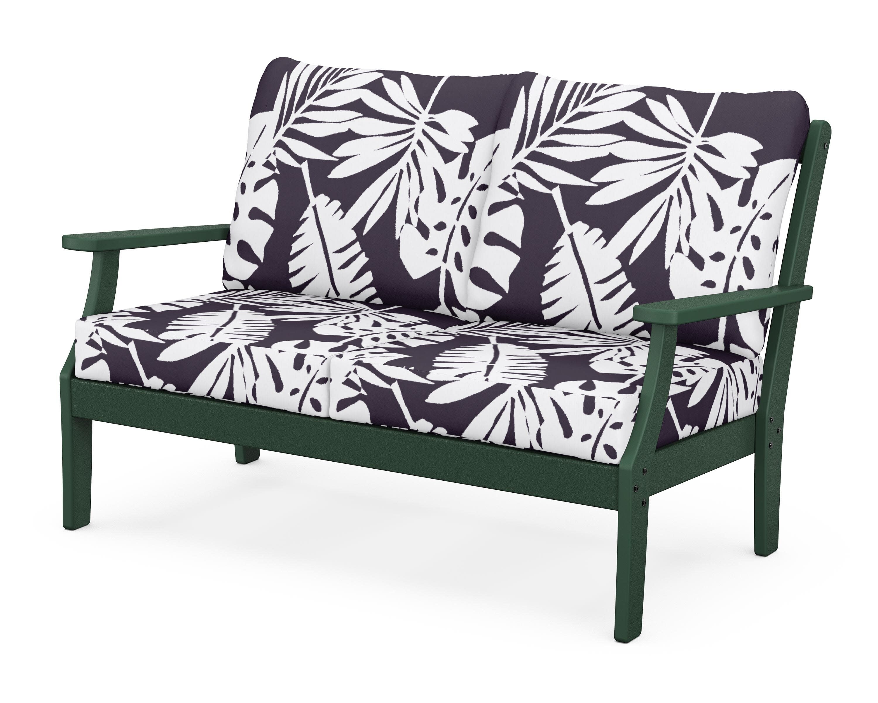 Yacht Club Deep Seating Loveseat in Rainforest Canopy / Leaf Navy