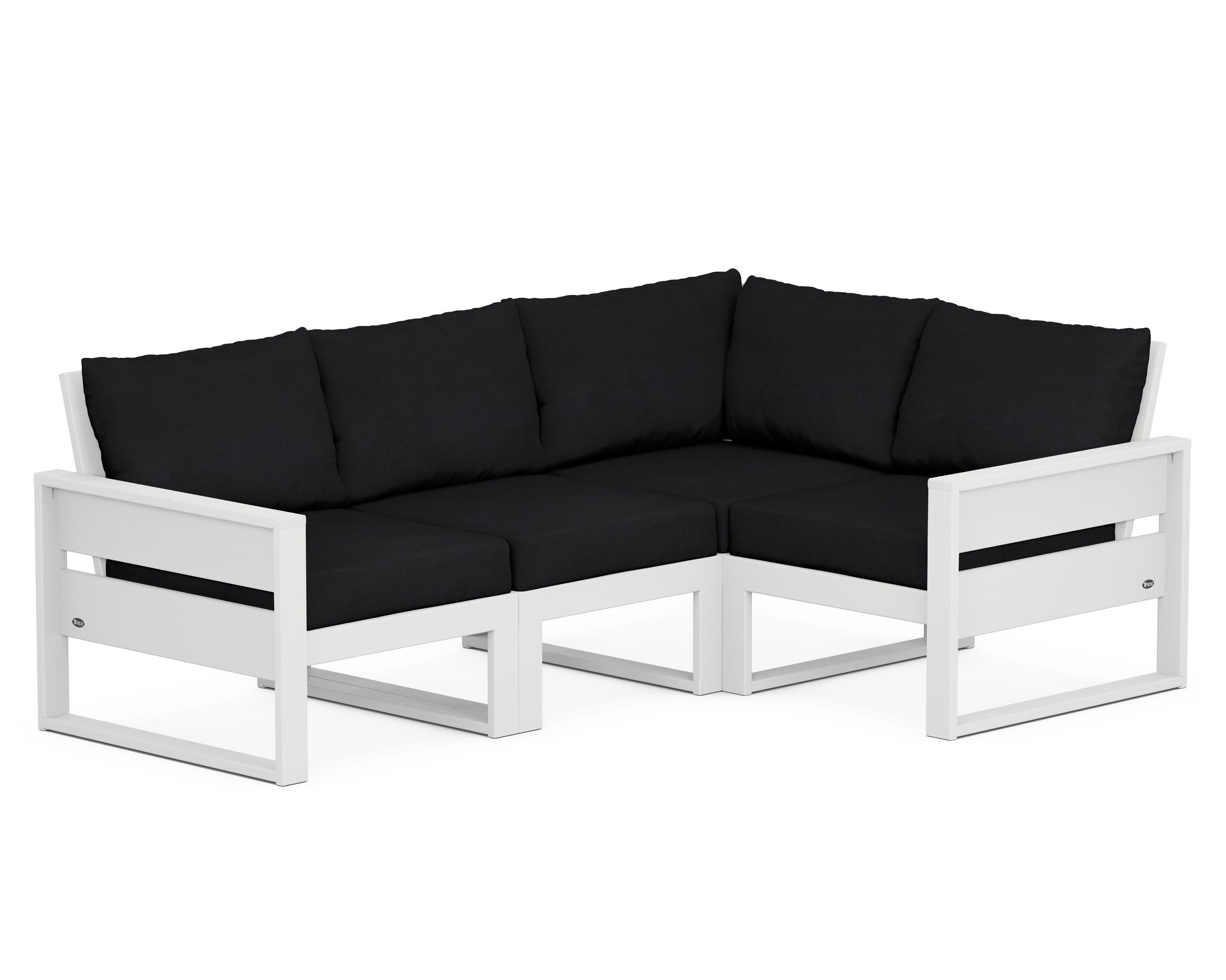 Eastport 4- Piece Sectional in Classic White / Midnight Linen