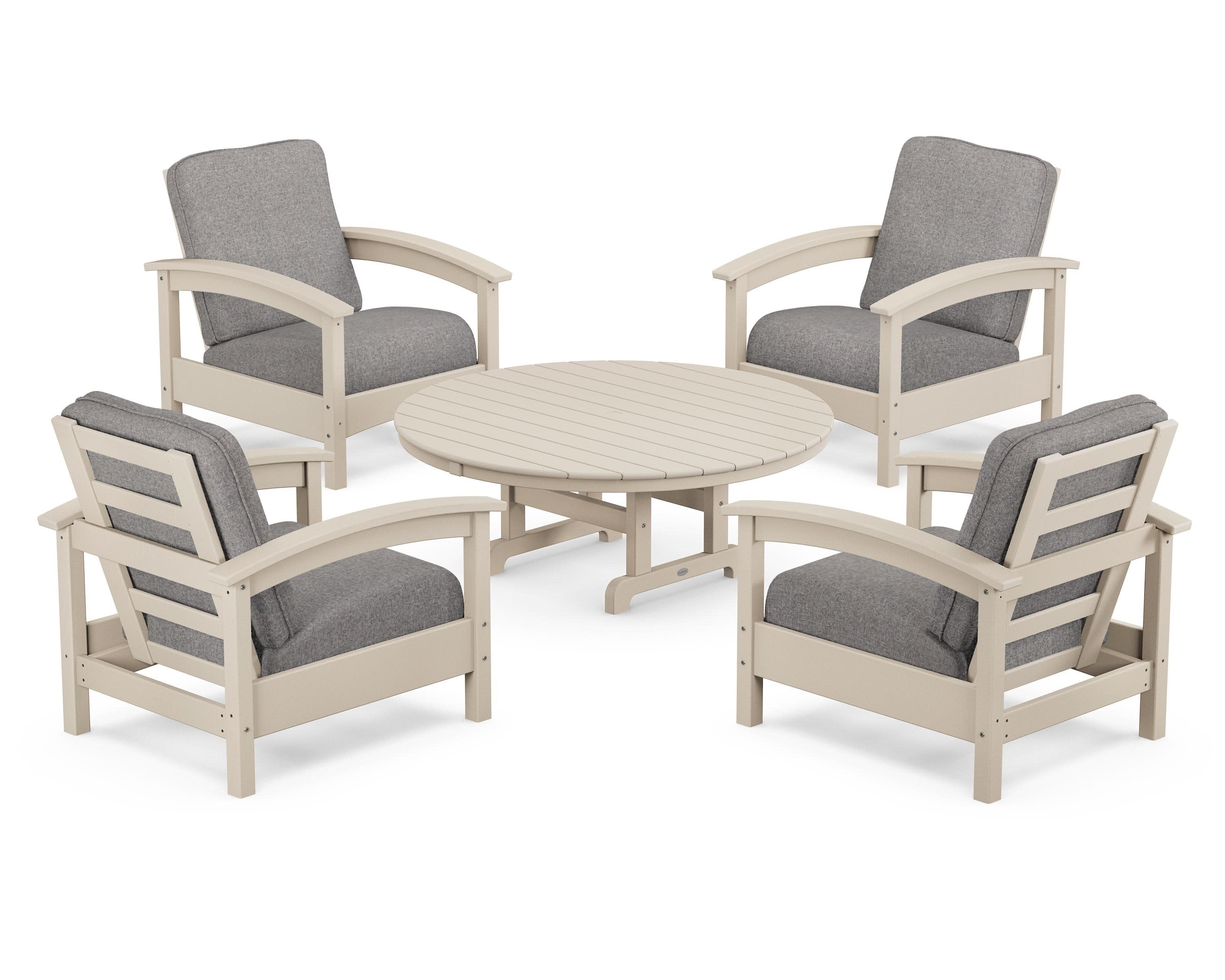 Rockport 5-Piece Deep Seating Set in Sand Castle / Grey Mist