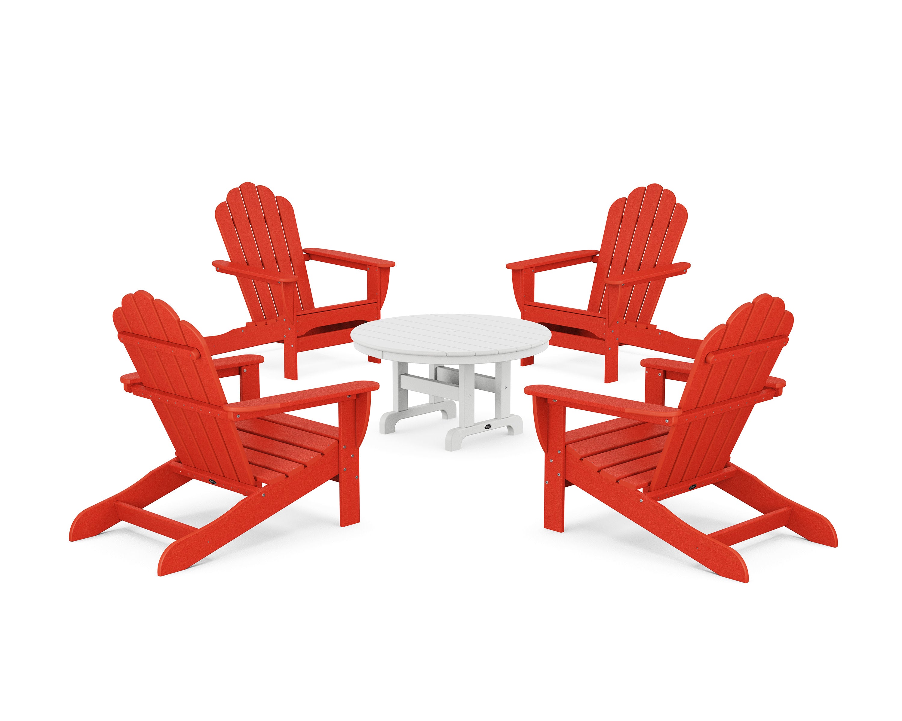 5-Piece Monterey Bay Oversized Adirondack Chair Conversation Group in Sunset Red