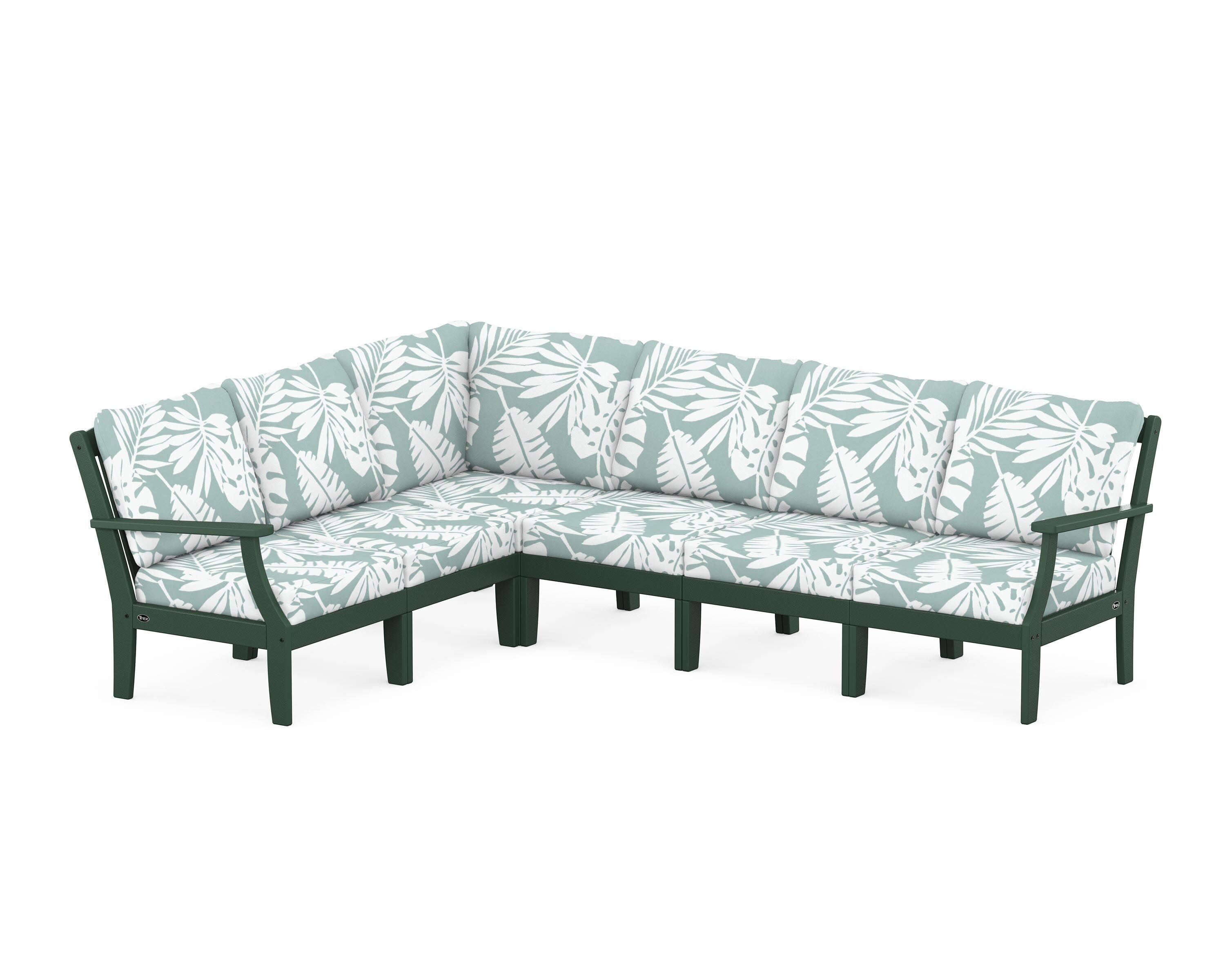 Yacht Club Modular 6-Piece Deep Seating Set in Rainforest Canopy / Leaf Glacier Spa