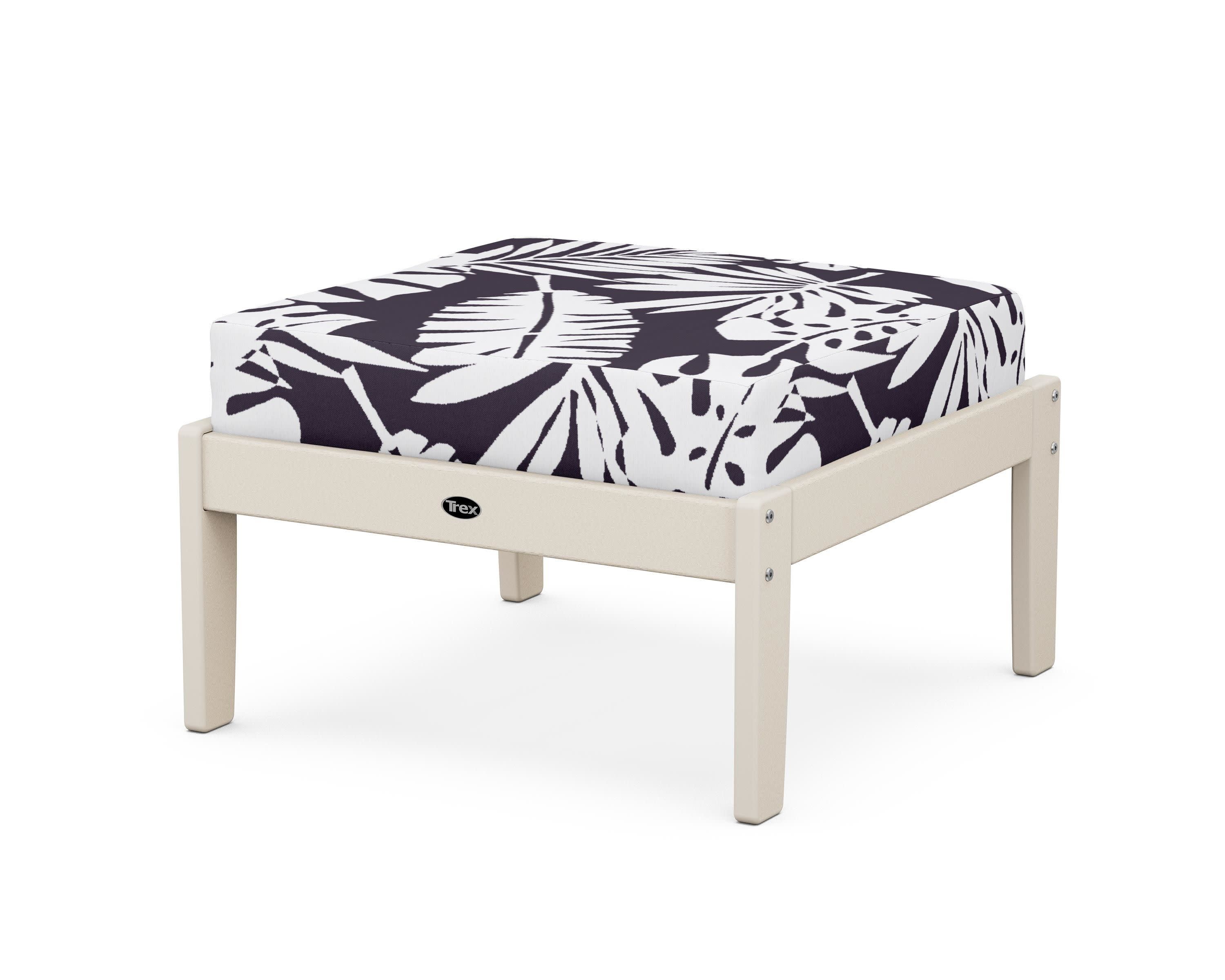 Yacht Club Deep Seating Ottoman in Sand Castle / Leaf Navy
