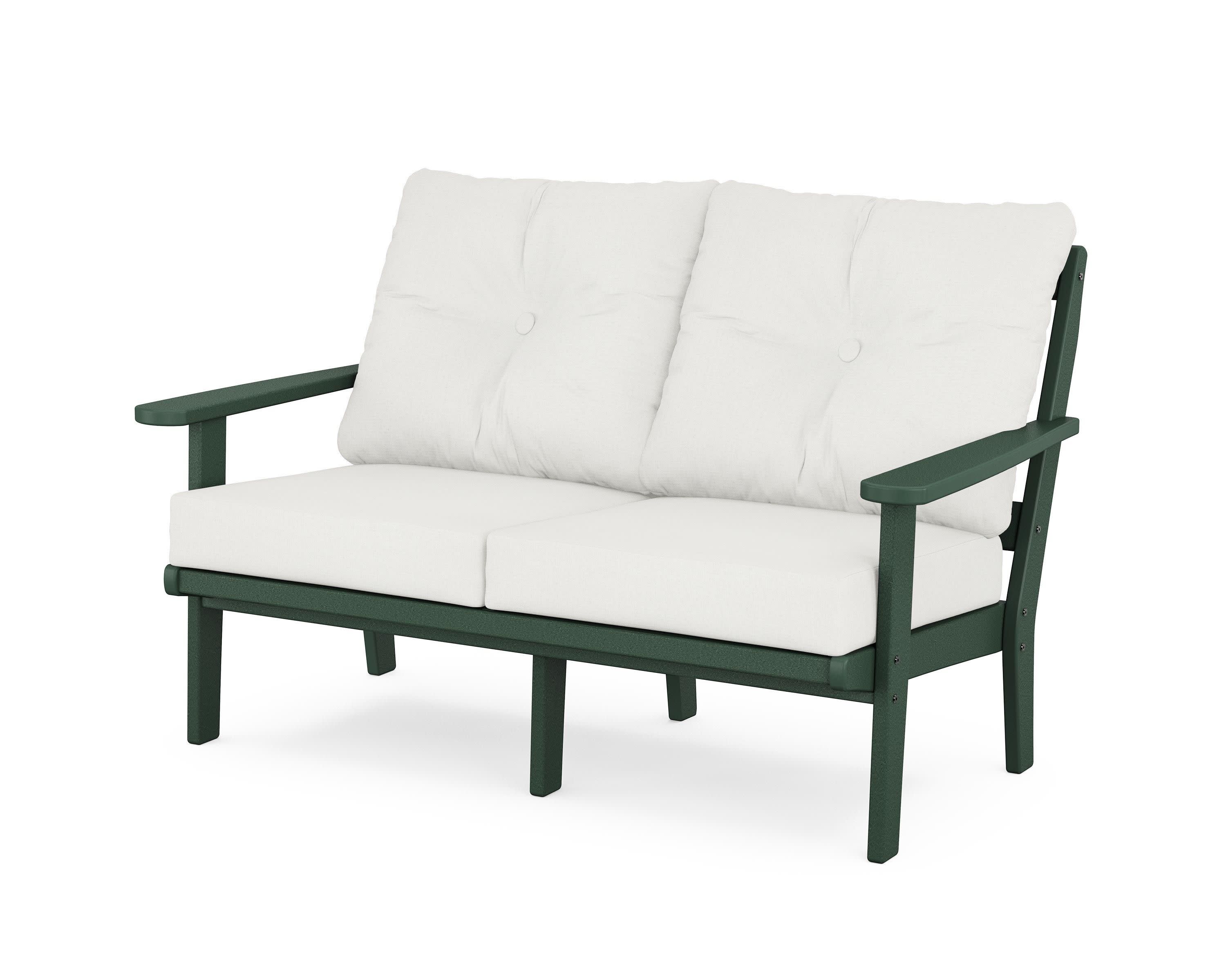 Cape Cod Deep Seating Loveseat in Rainforest Canopy / Natural Linen