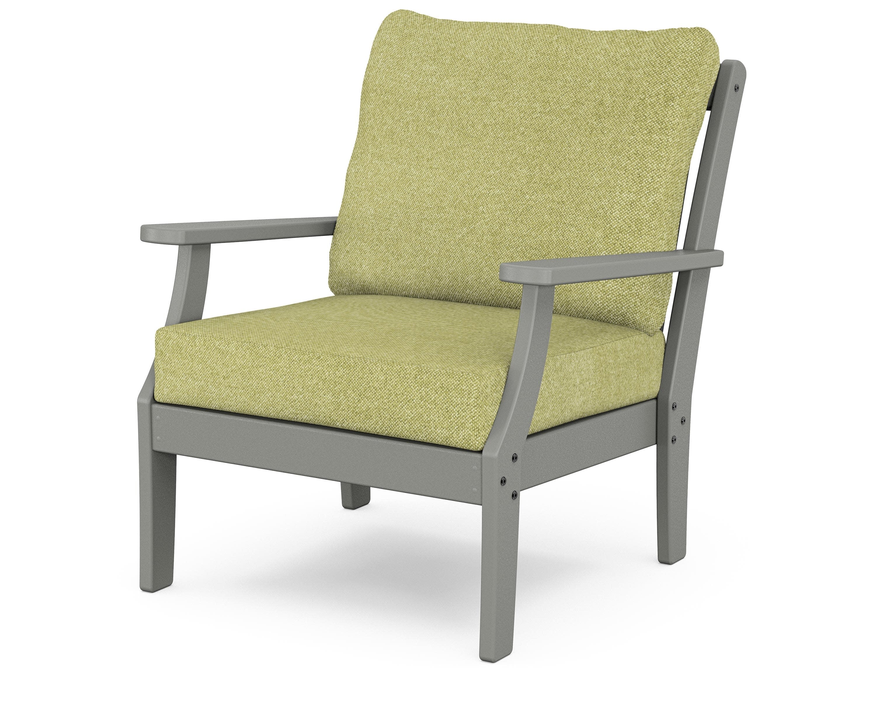 Yacht Club Deep Seating Chair in Stepping Stone / Chartreuse Boucle