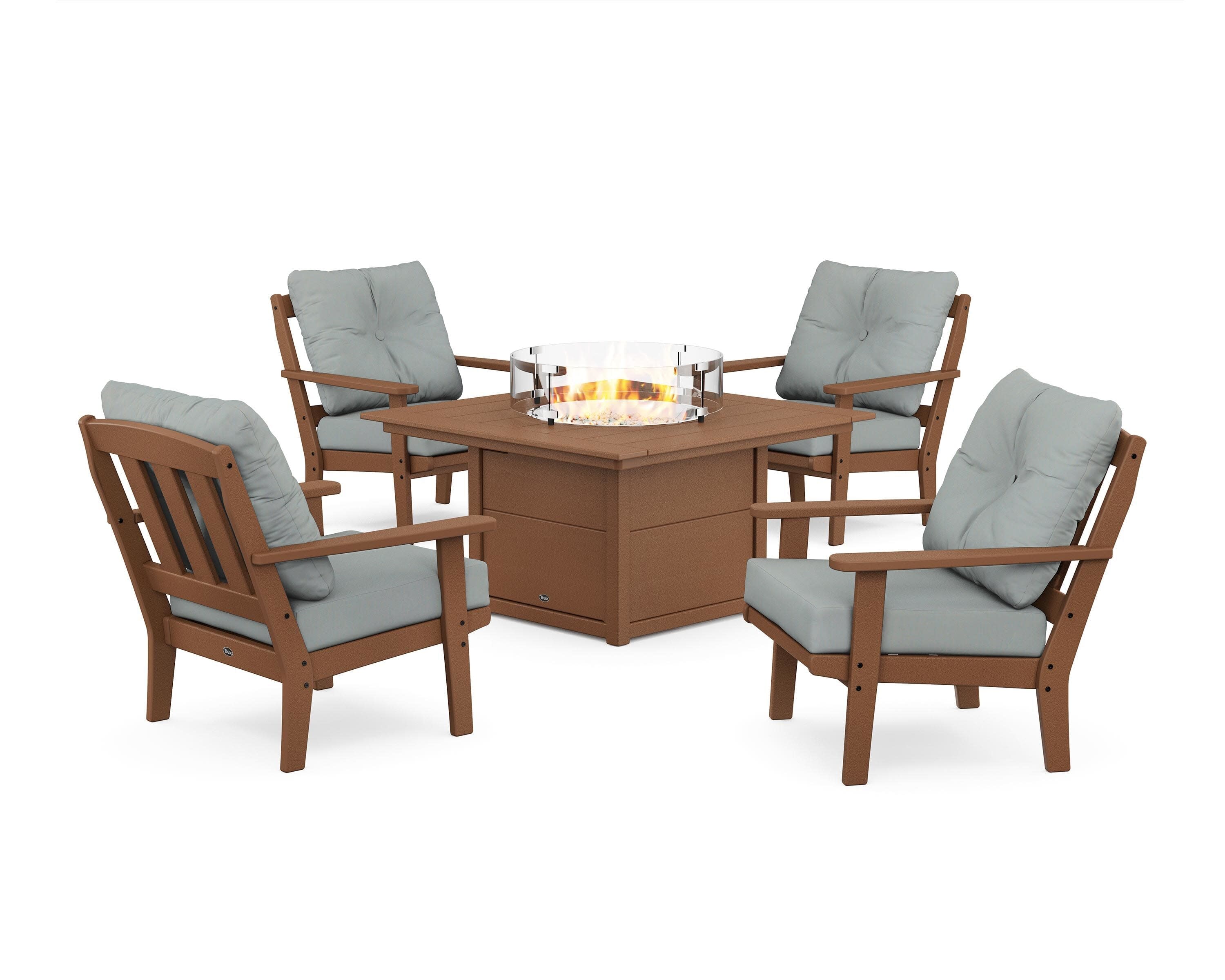 Cape Cod 5-Piece Deep Seating Set with Fire Pit Table in Tree House / Spa