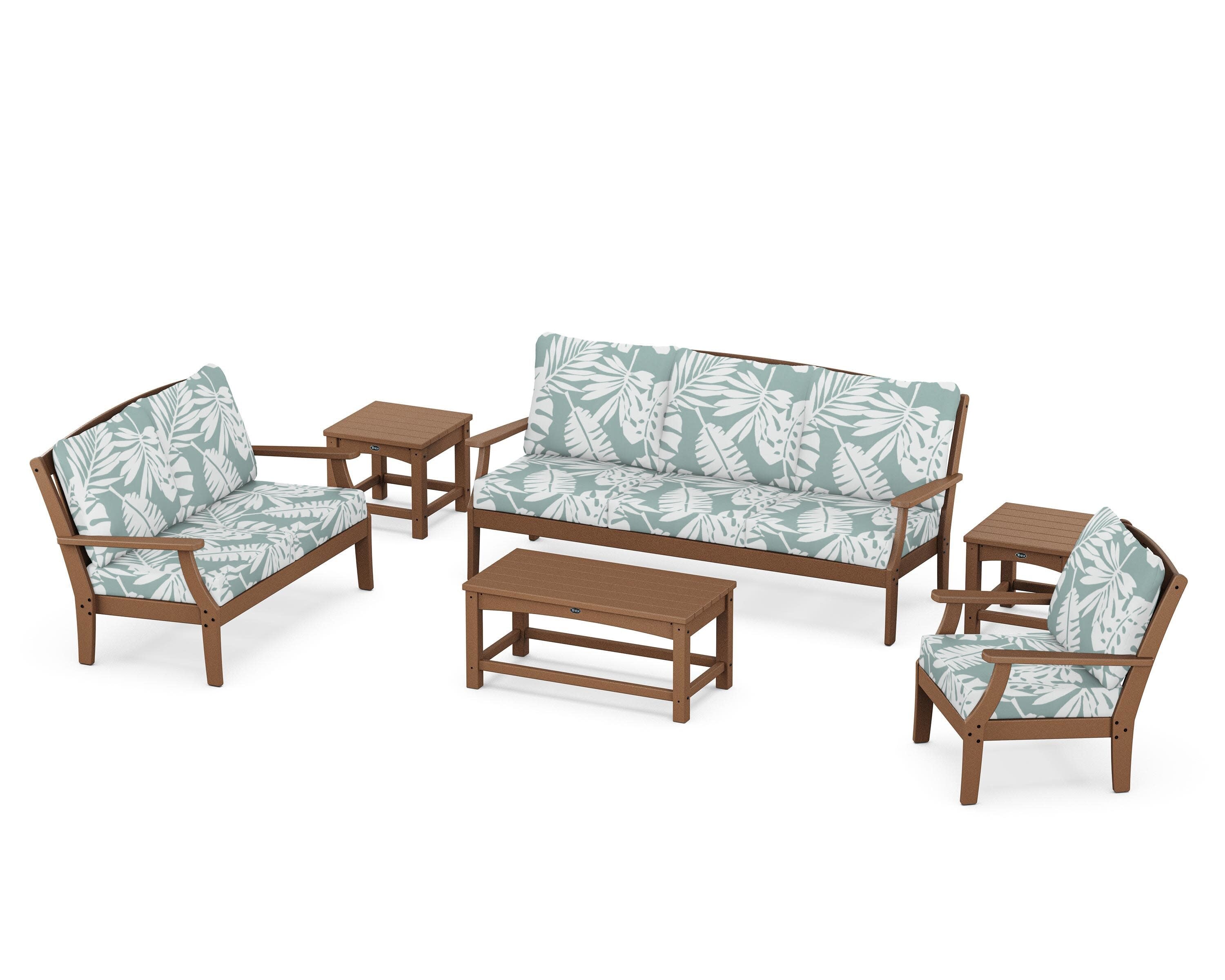 Yacht Club 6-Piece Deep Seating Set in Tree House / Leaf Glacier Spa