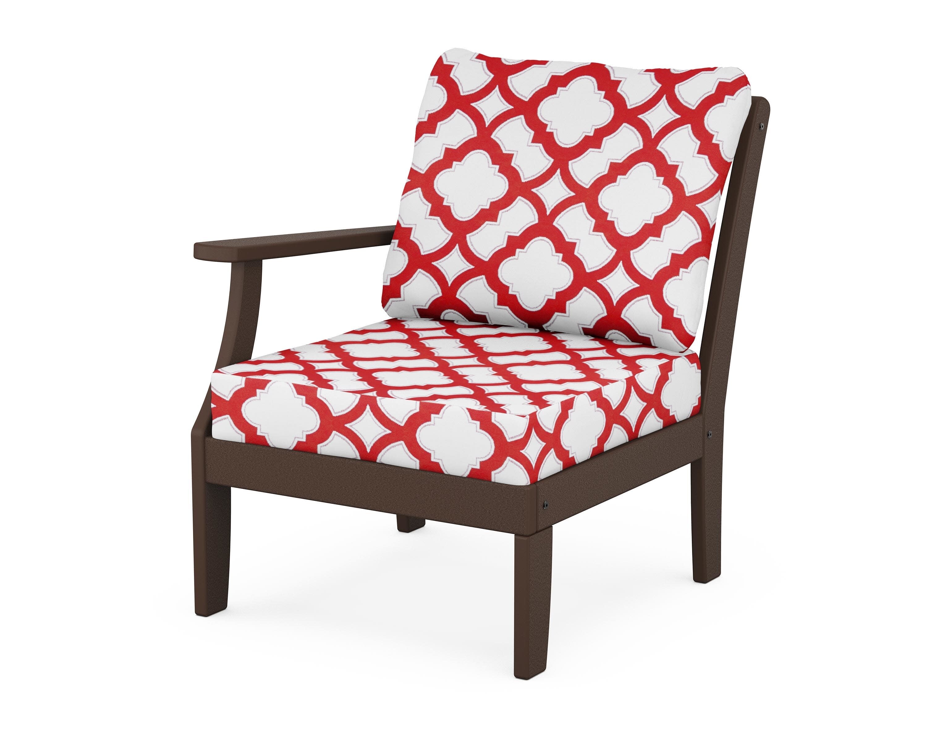 Yacht Club Modular Left Arm Chair in Vintage Lantern / Trellis Crimson