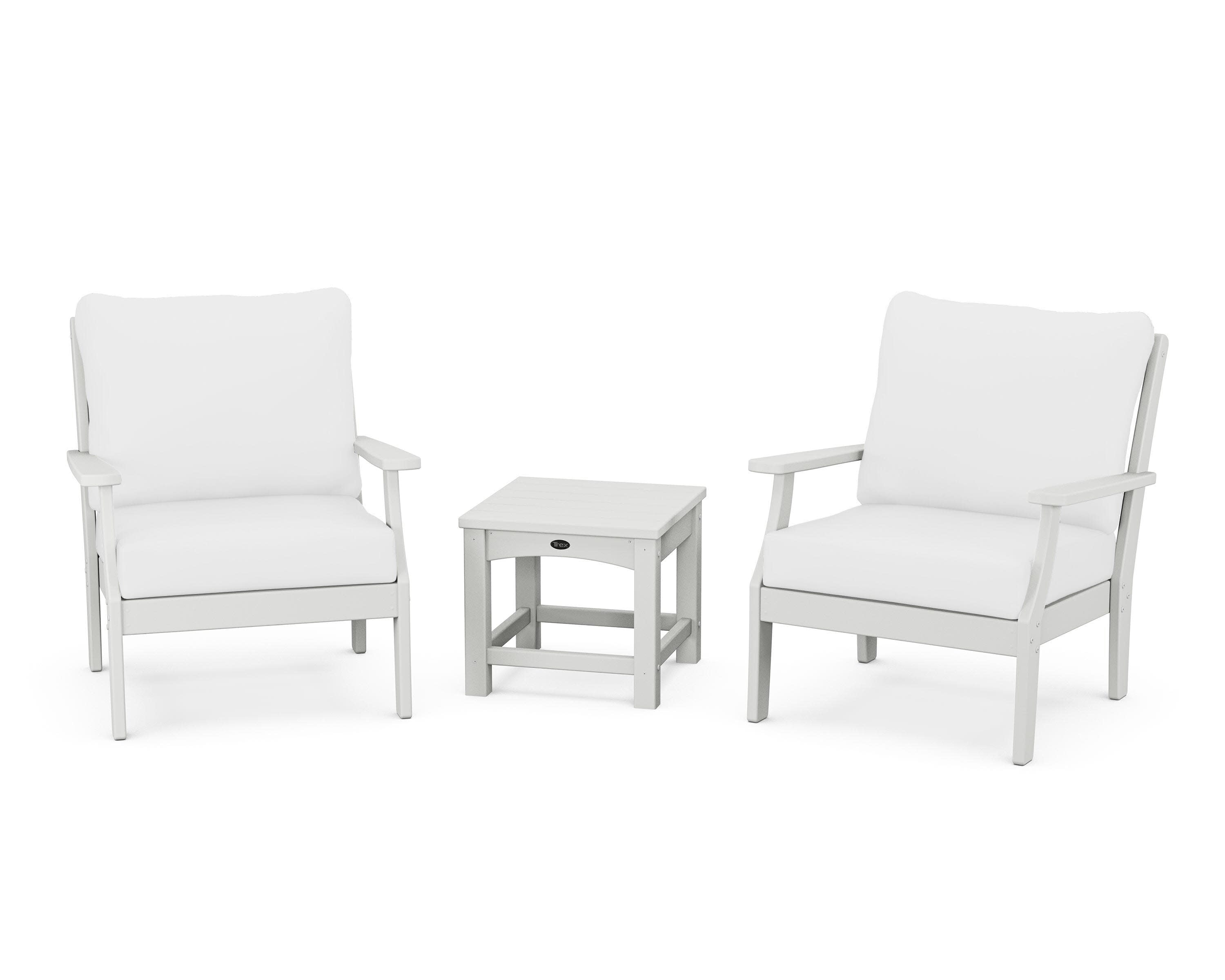 Yacht Club 3-Piece Deep Seating Set in Classic White / Natural