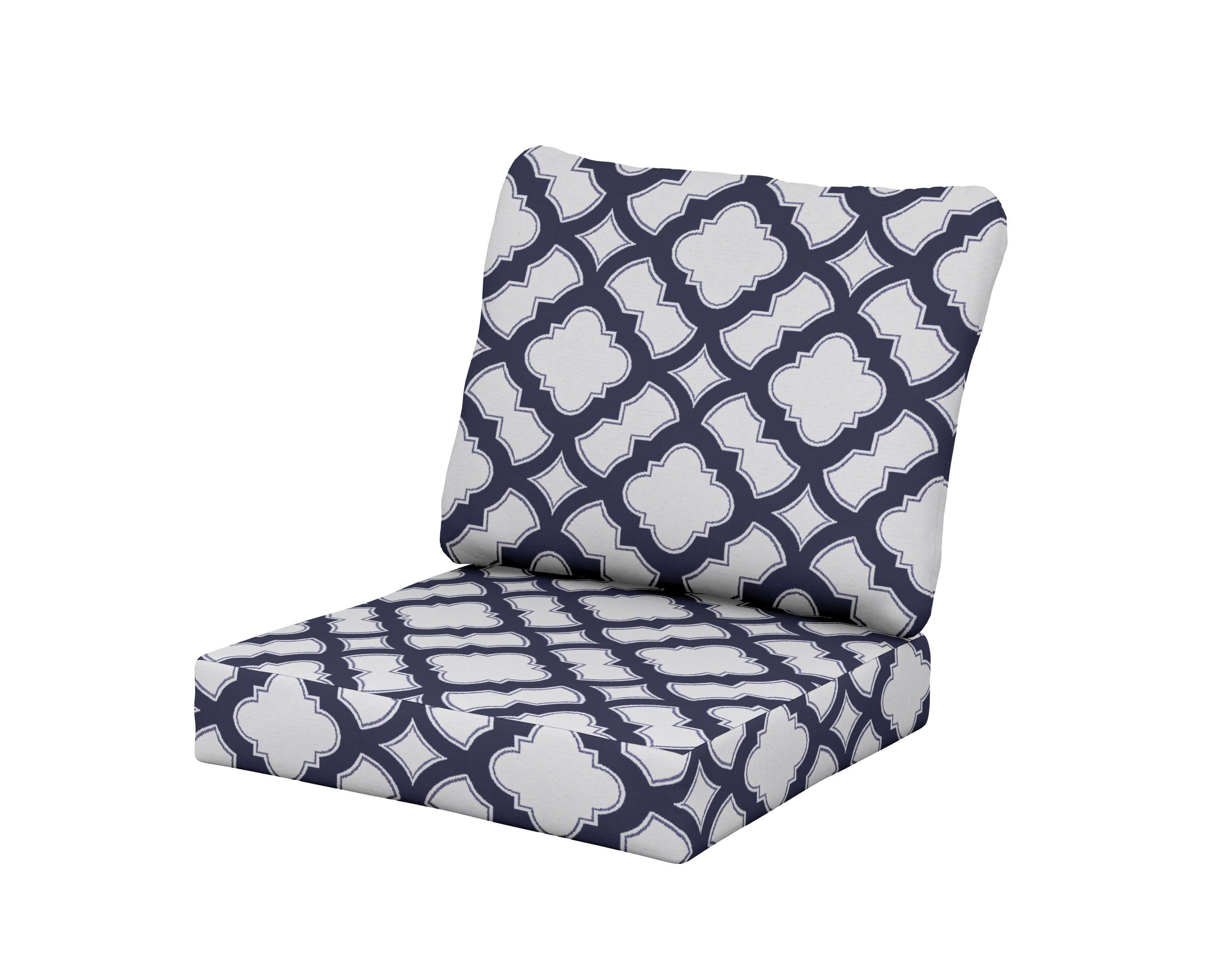 Baffle Seat/Back Cushion in Trellis Navy