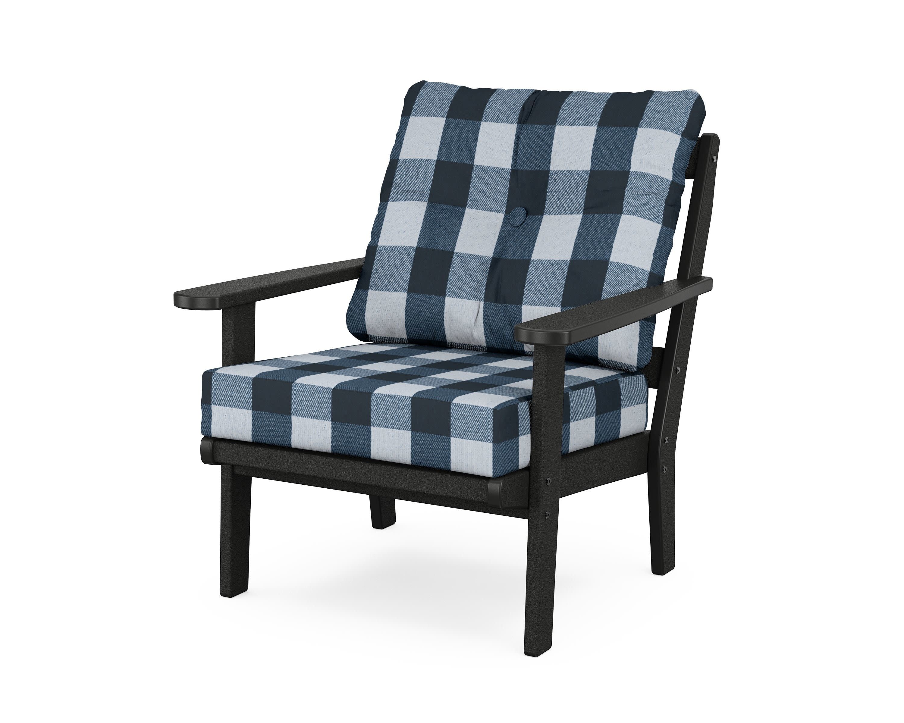 Cape Cod Deep Seating Chair in Charcoal Black / Buffalo Plaid Marine Indigo