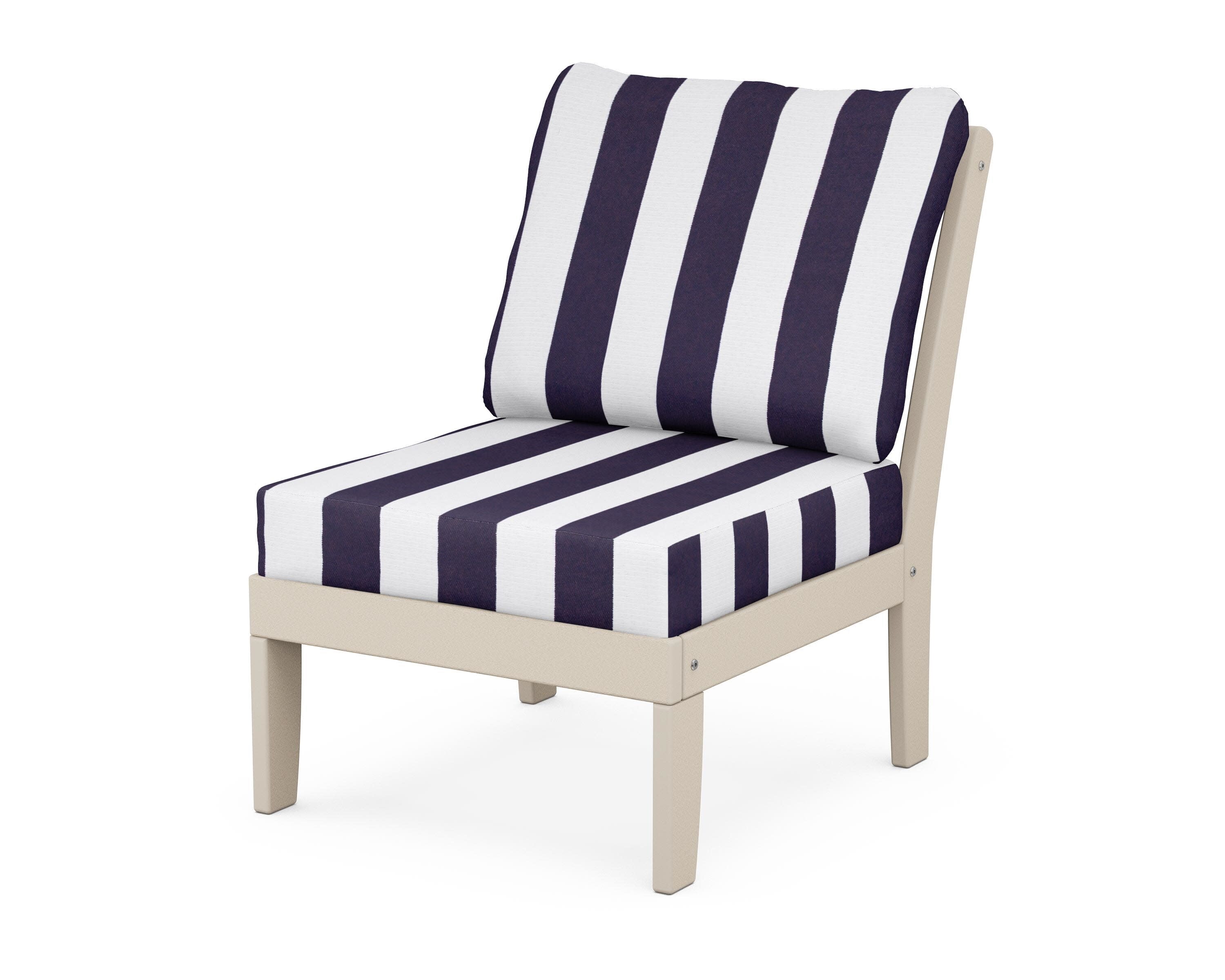 Yacht Club Modular Armless Chair in Sand Castle / Cabana Stripe Navy