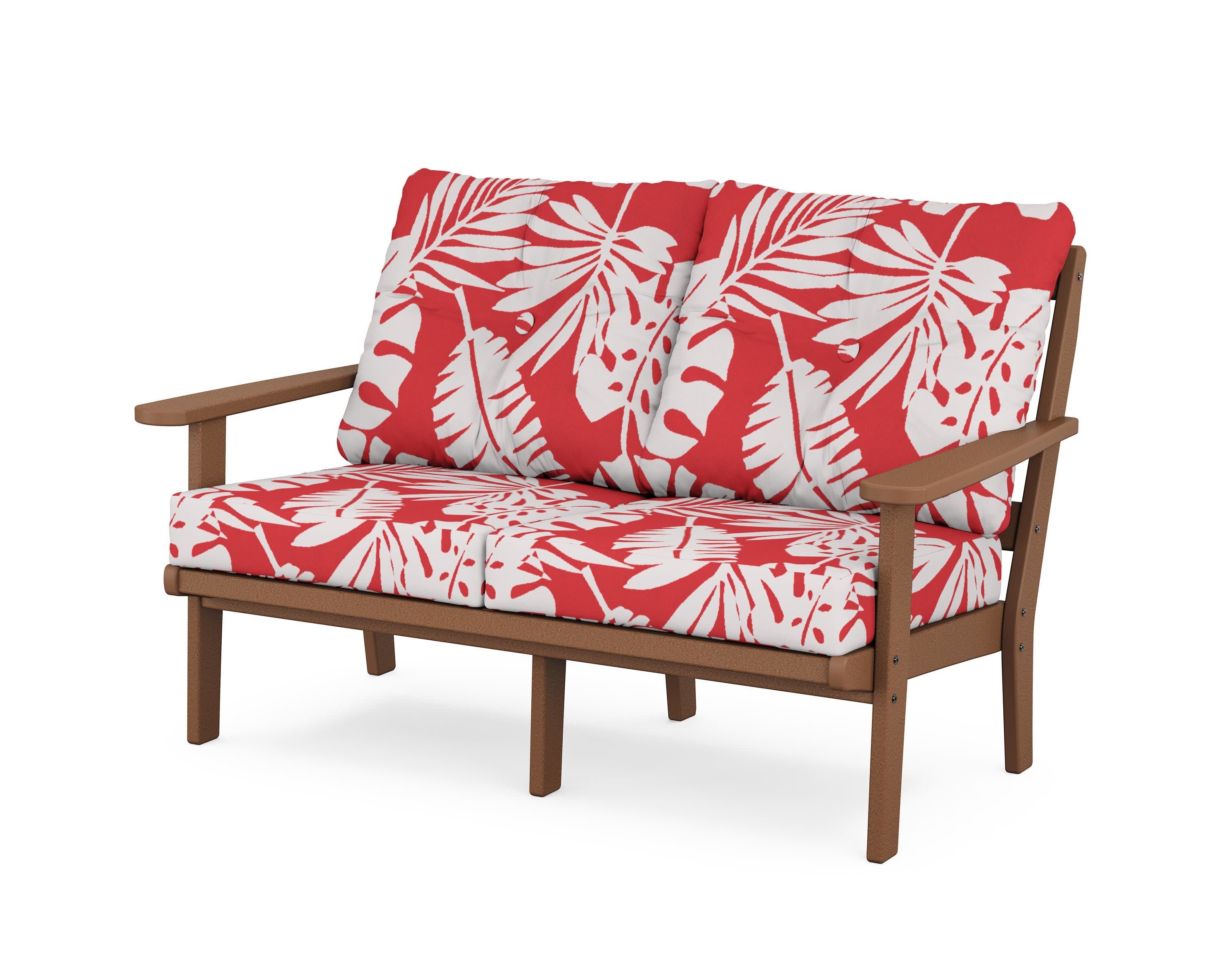Cape Cod Deep Seating Loveseat in Tree House / Leaf Crimson
