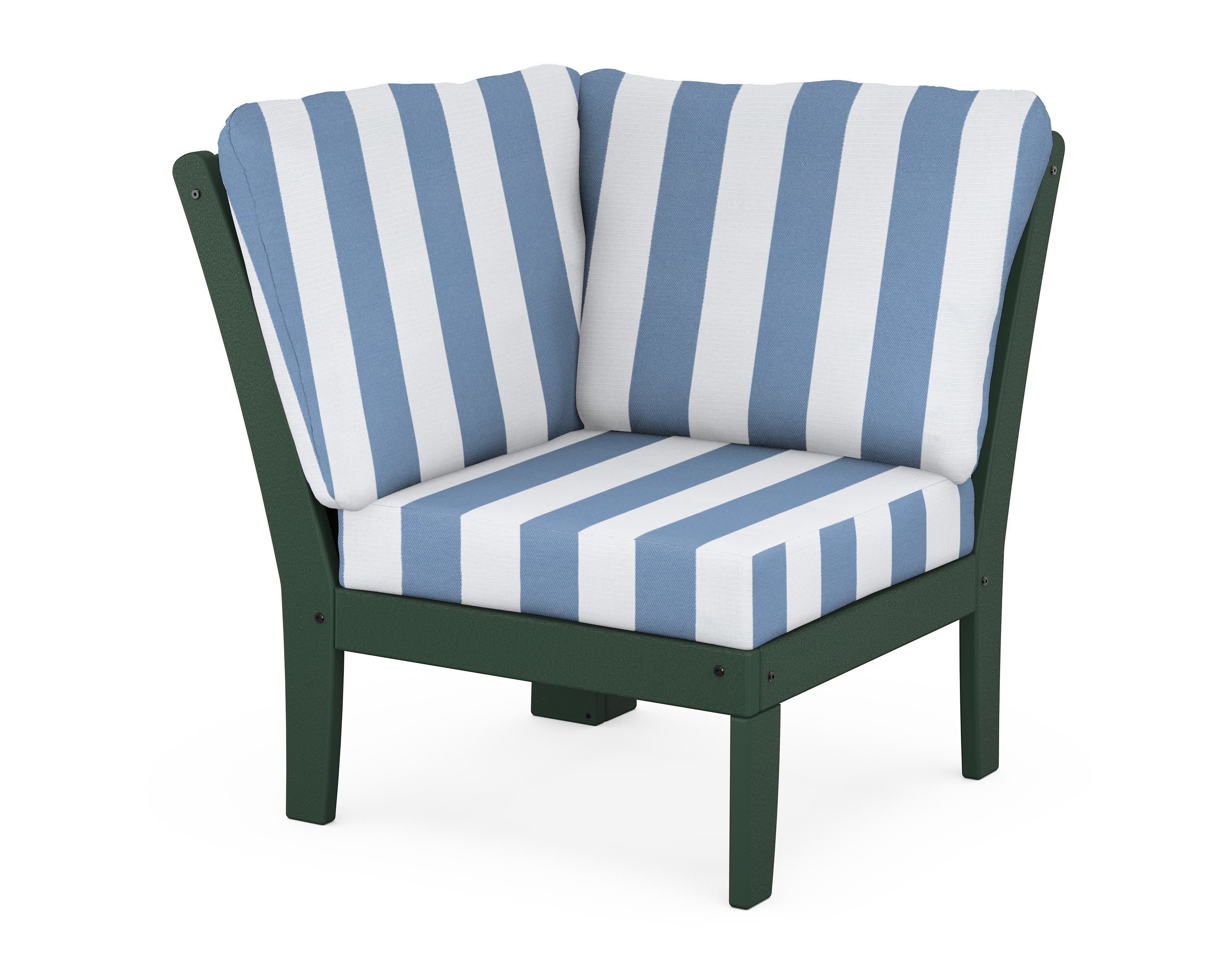 Yacht Club Modular Corner Chair in Rainforest Canopy / Cabana Stripe Sky Blue