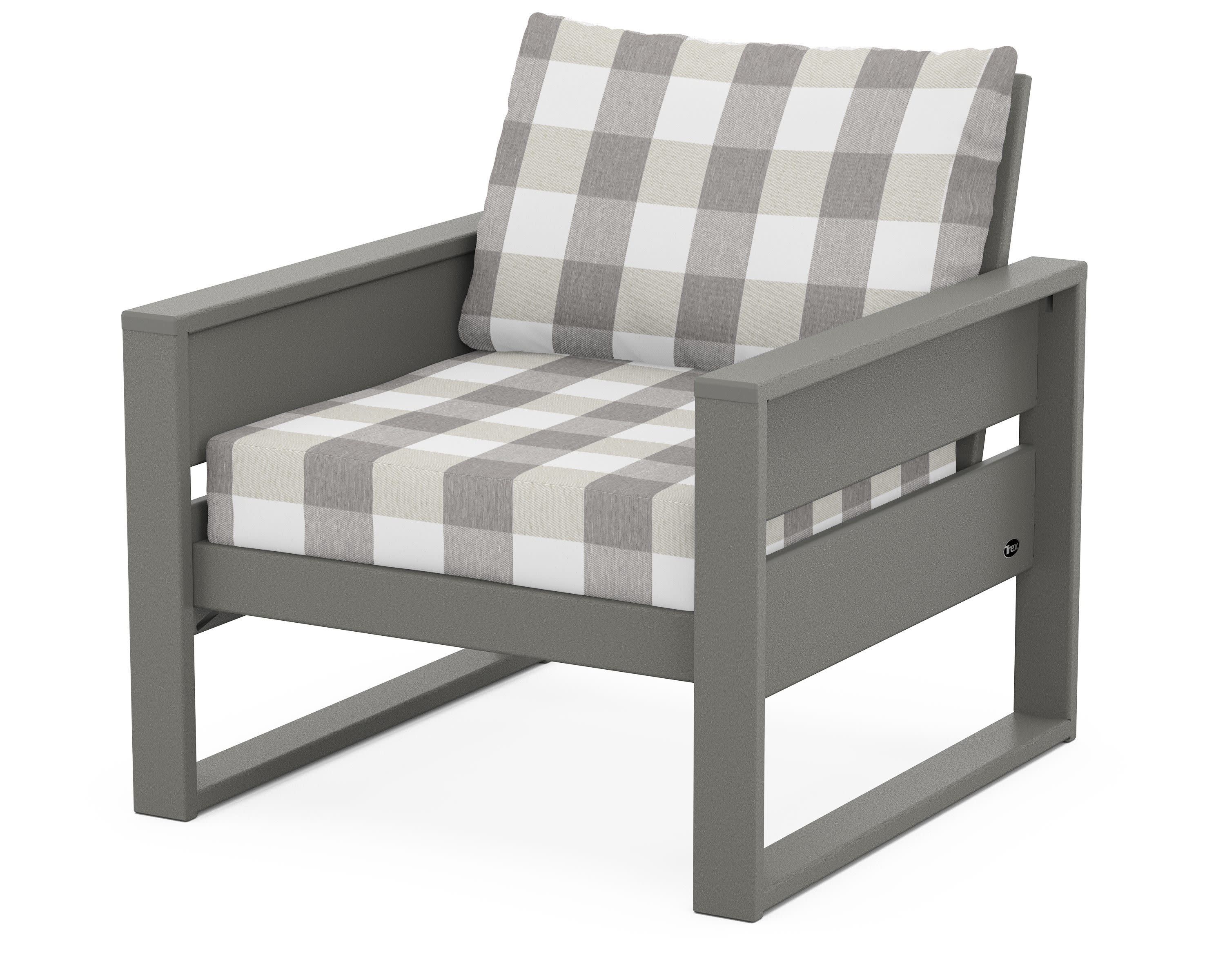 Eastport Club Chair in Stepping Stone / Buffalo Plaid Grey Mist