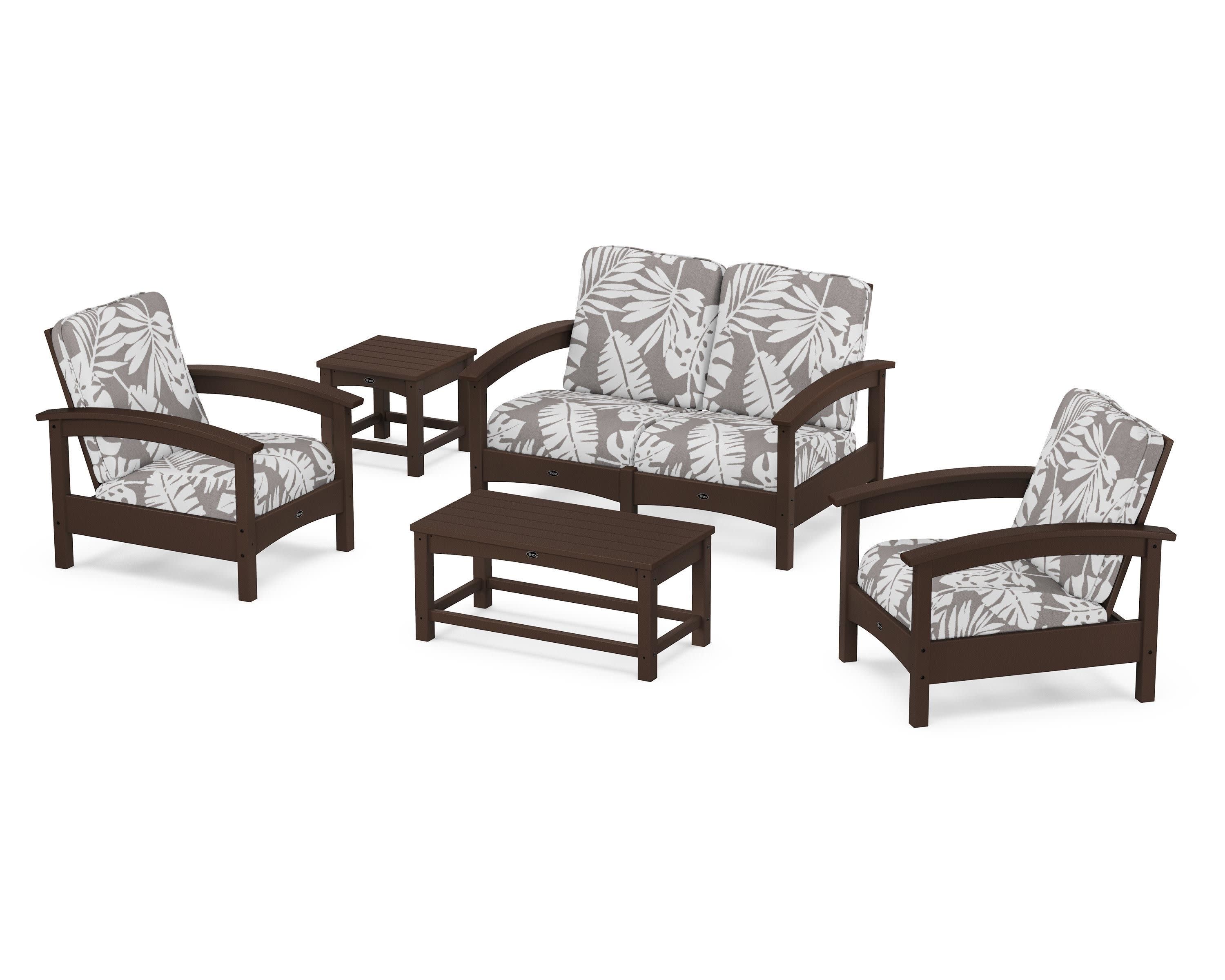 Rockport Club 6-Piece Deep Seating Conversation Set in Vintage Lantern / Leaf Grey Mist