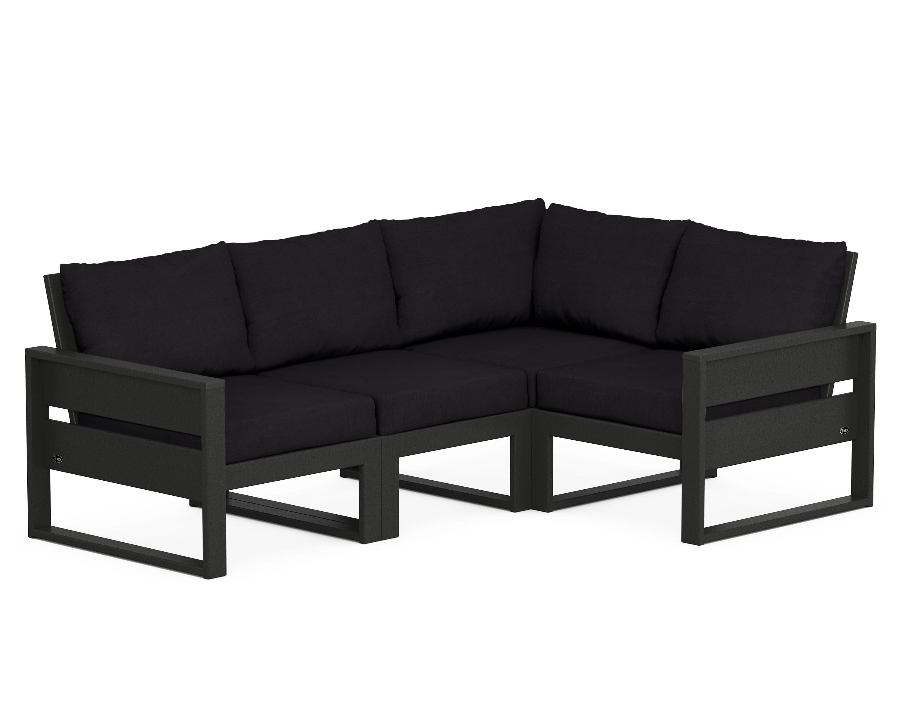 Eastport 4- Piece Sectional in Charcoal Black / Midnight Linen