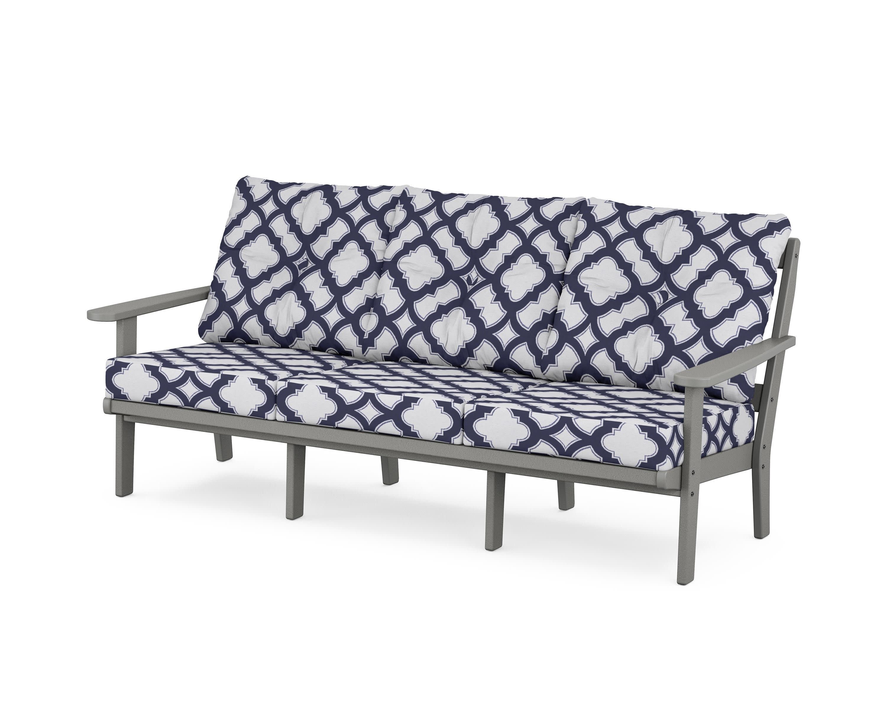 Cape Cod Deep Seating Sofa in Stepping Stone / Trellis Navy