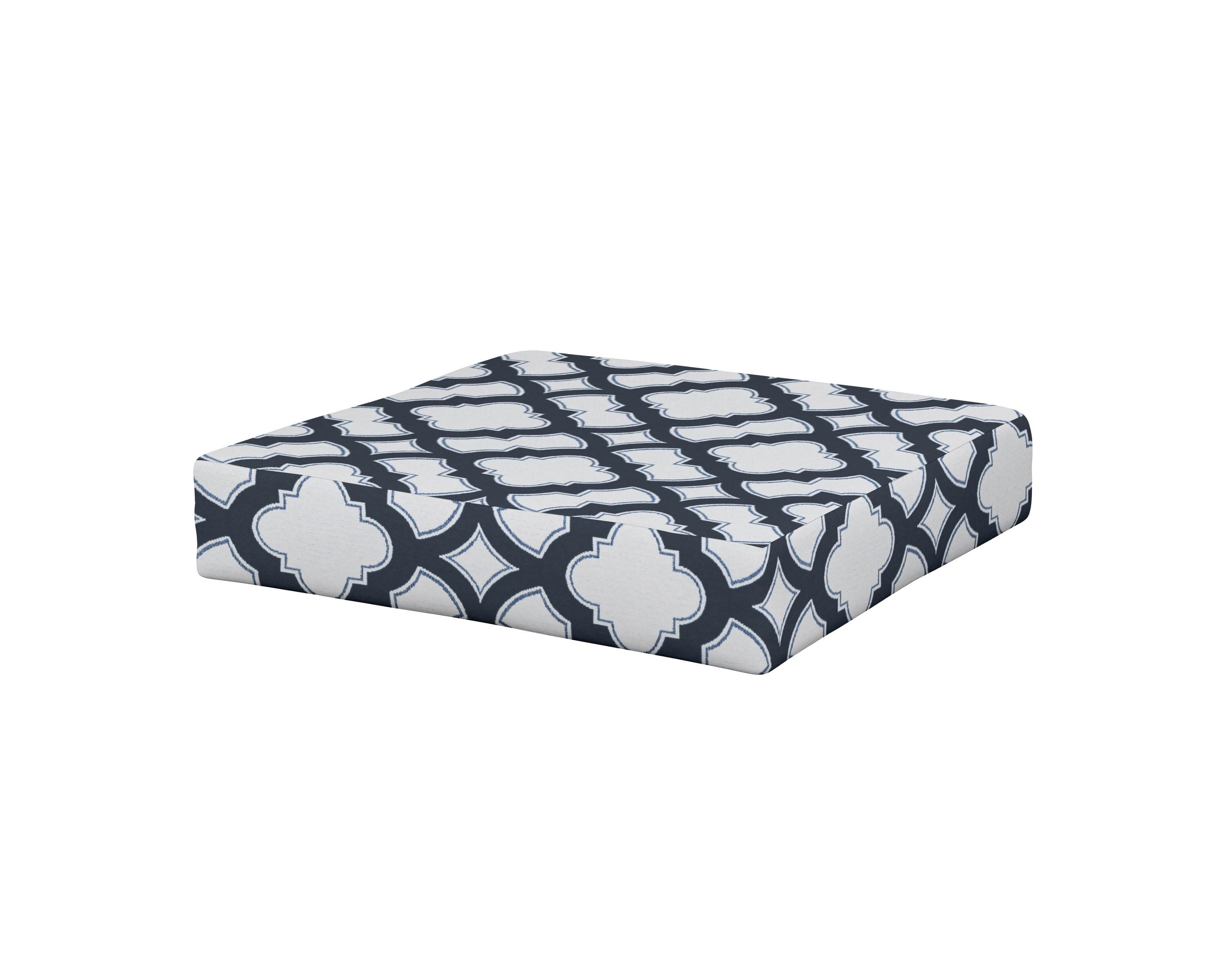 Modular Ottoman Cushion in Trellis Marine Indigo