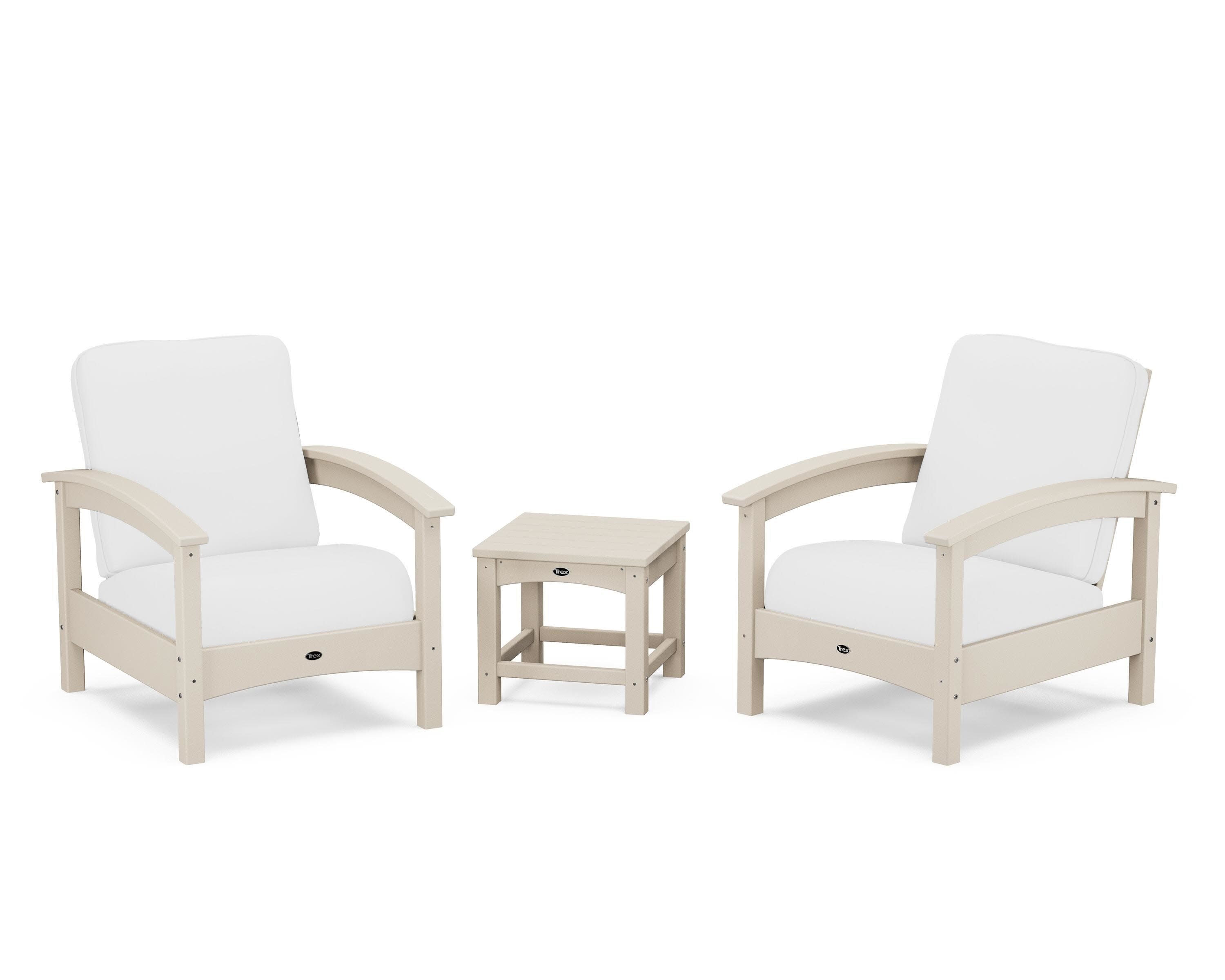 Rockport Club 3-Piece Deep Seating Conversation Set in Sand Castle / Natural