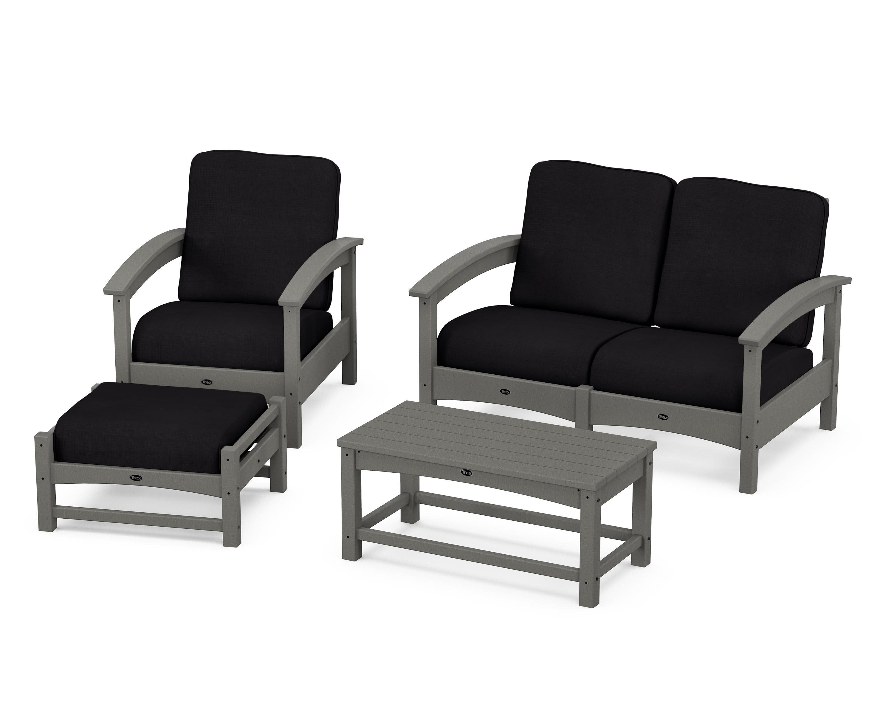 Rockport 4-Piece Deep Seating Conversation Group in Stepping Stone / Midnight Linen