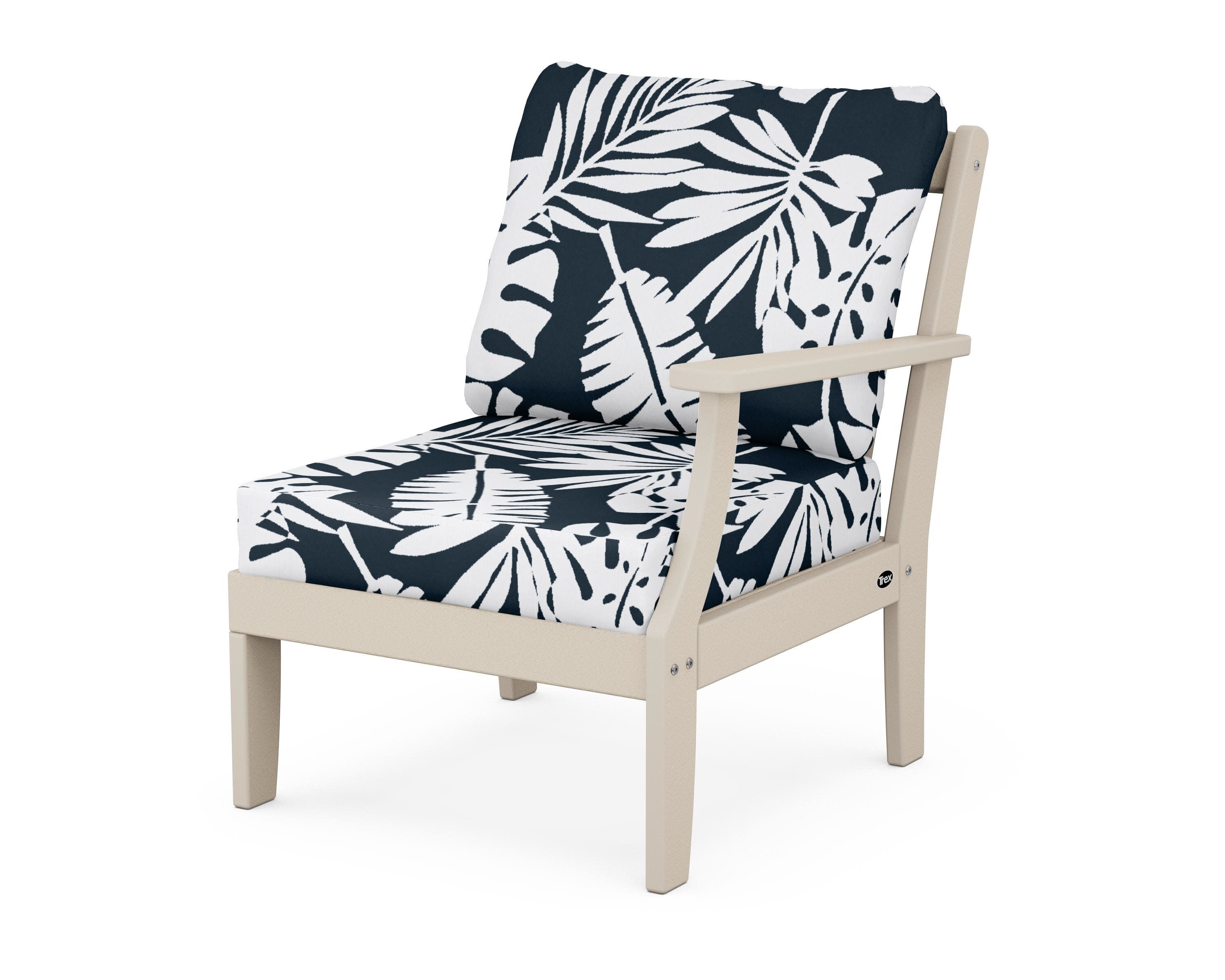 Yacht Club Modular Right Arm Chair in Sand Castle / Leaf Marine Indigo