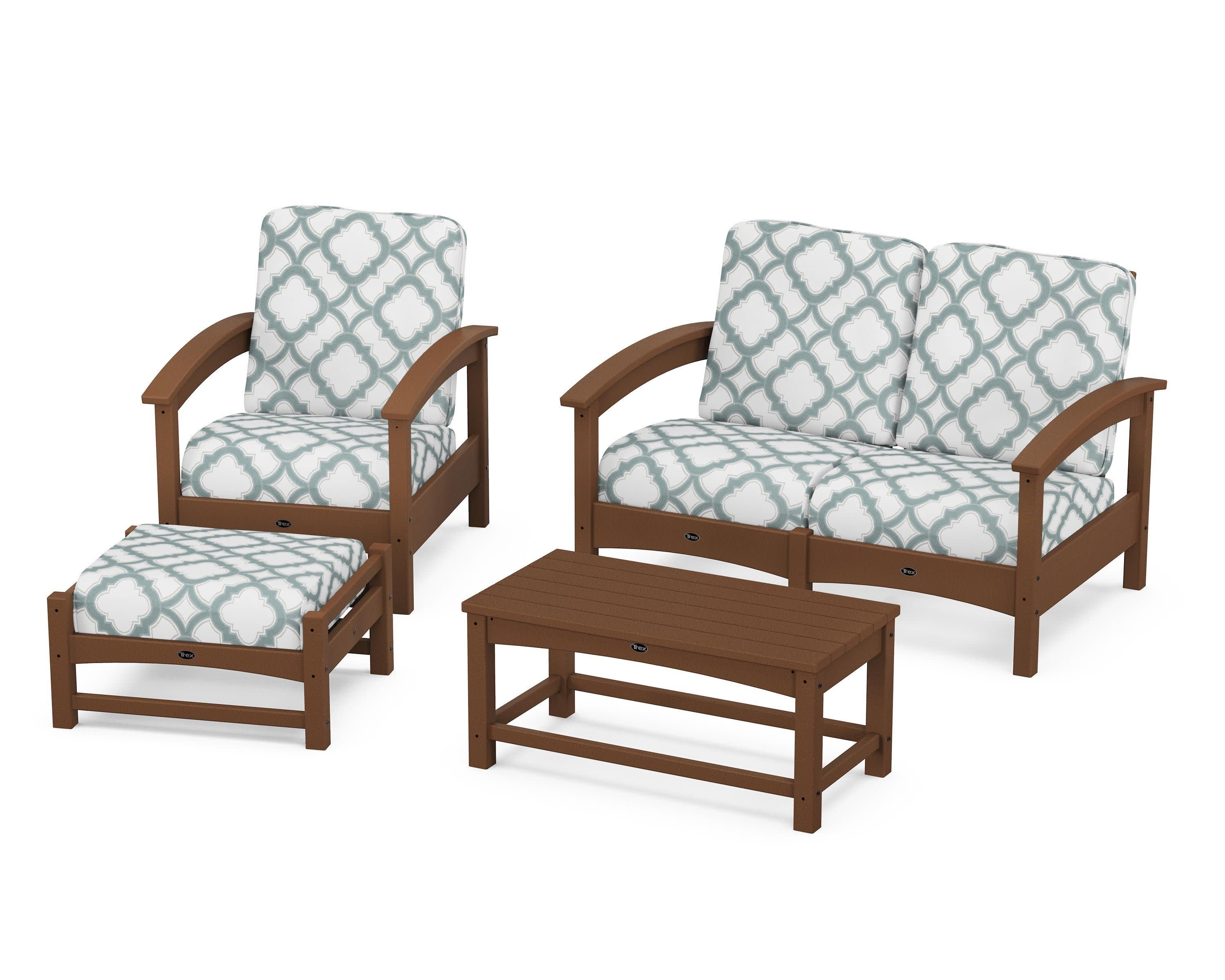 Rockport 4-Piece Deep Seating Conversation Group in Tree House / Trellis Glacier Spa