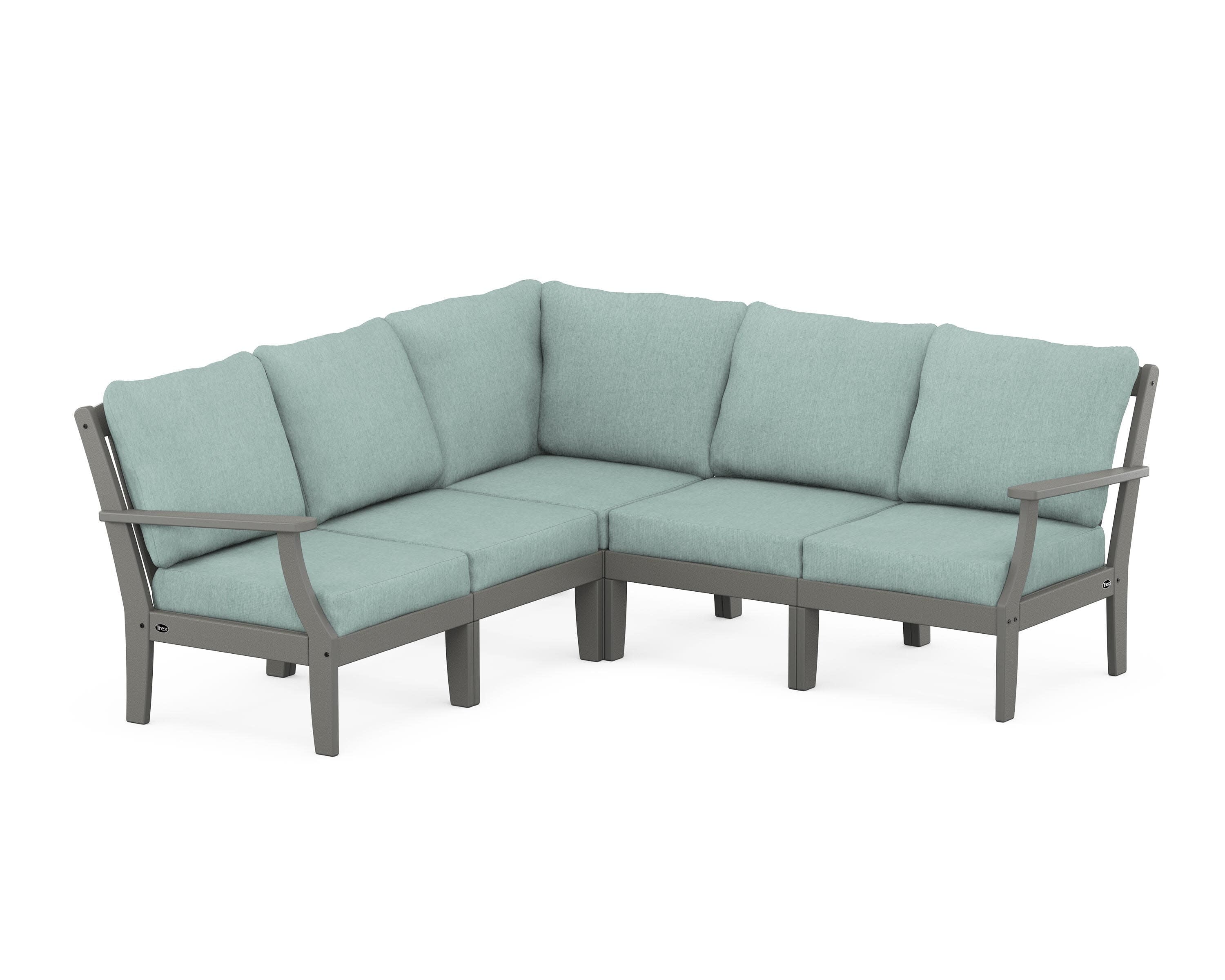 Yacht Club Modular 5-Piece Deep Seating Set in Stepping Stone / Glacier Spa