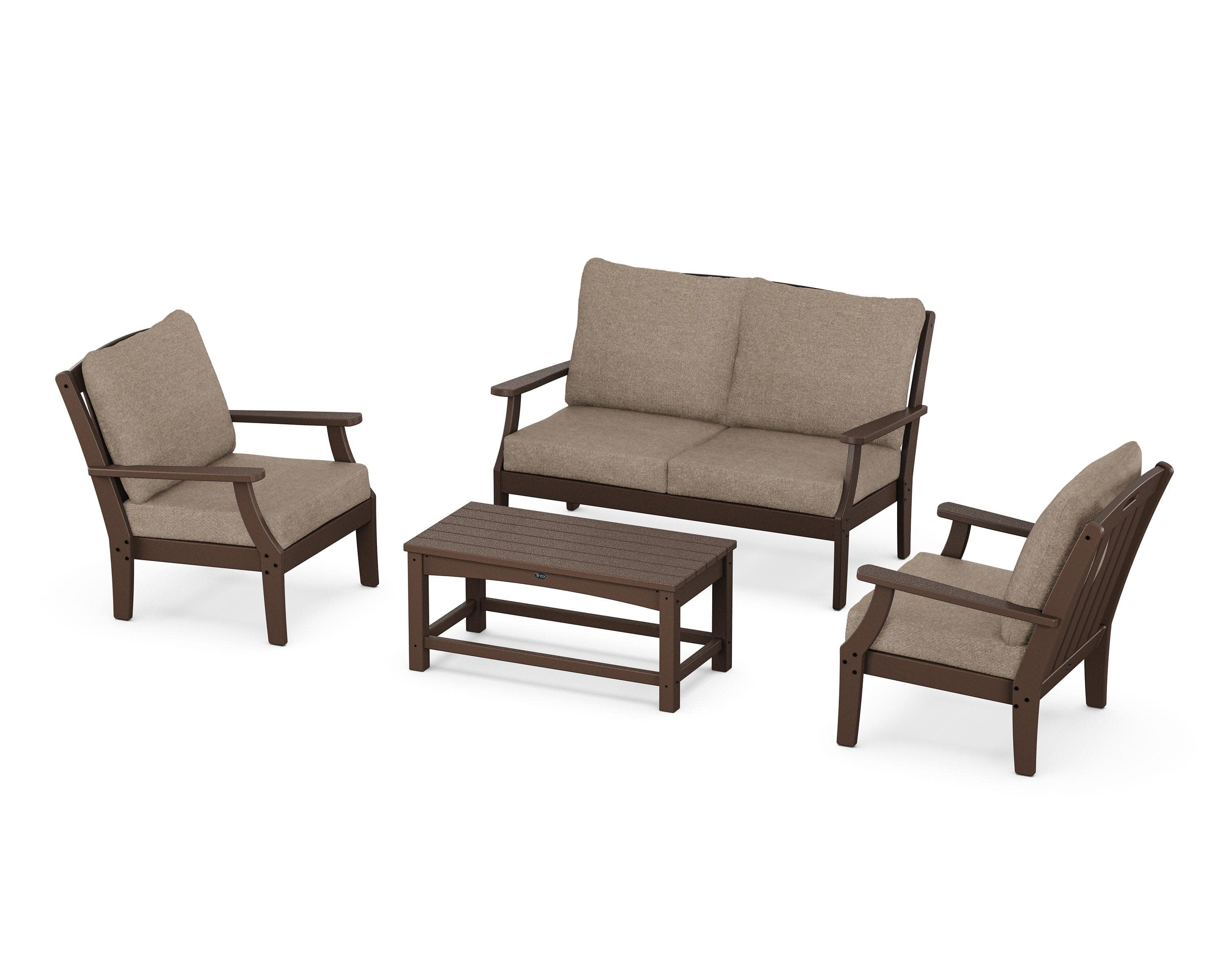 Yacht Club 4-Piece Deep Seating Chair Set in Vintage Lantern / Spiced Burlap