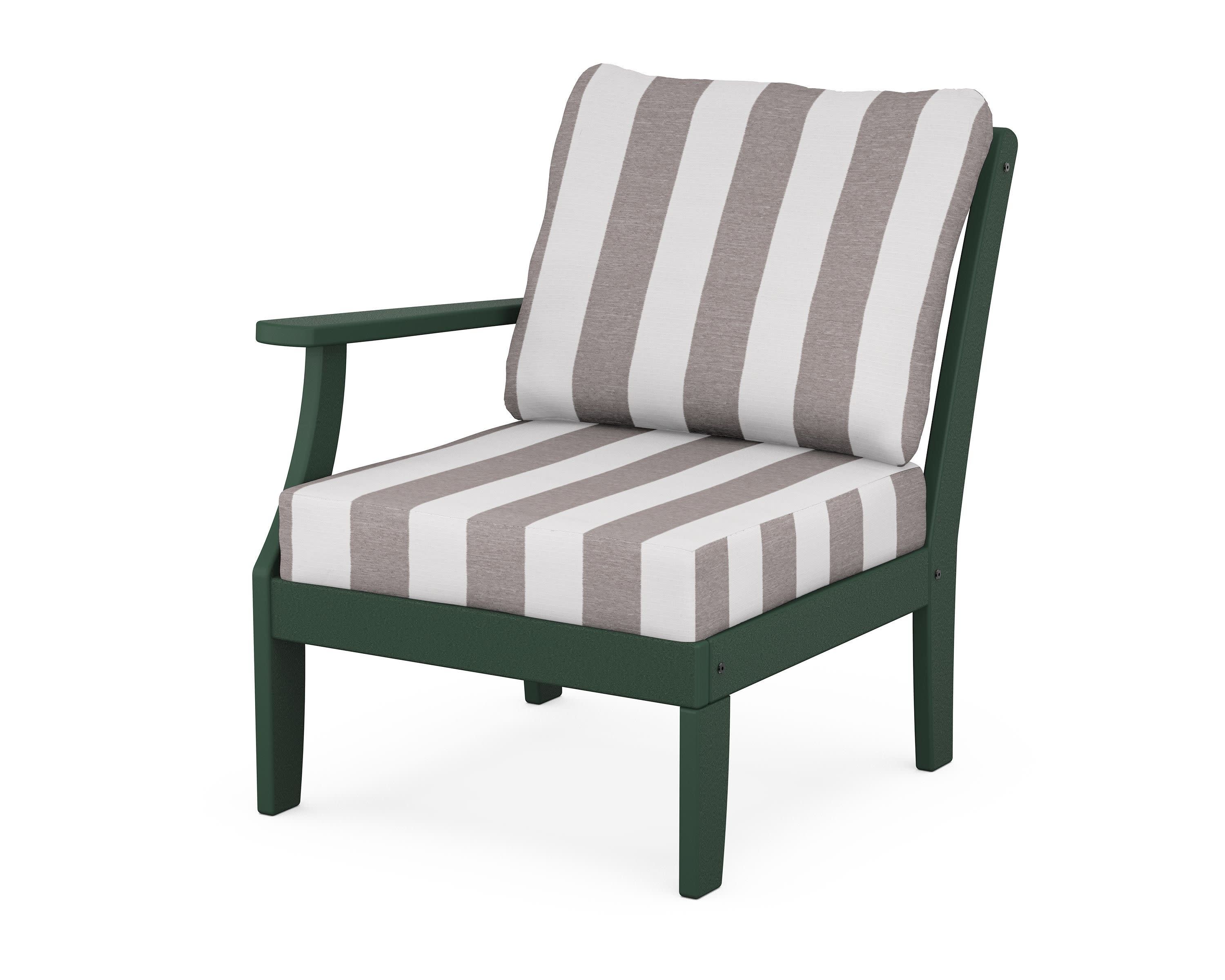 Yacht Club Modular Left Arm Chair in Rainforest Canopy / Cabana Stripe Grey Mist