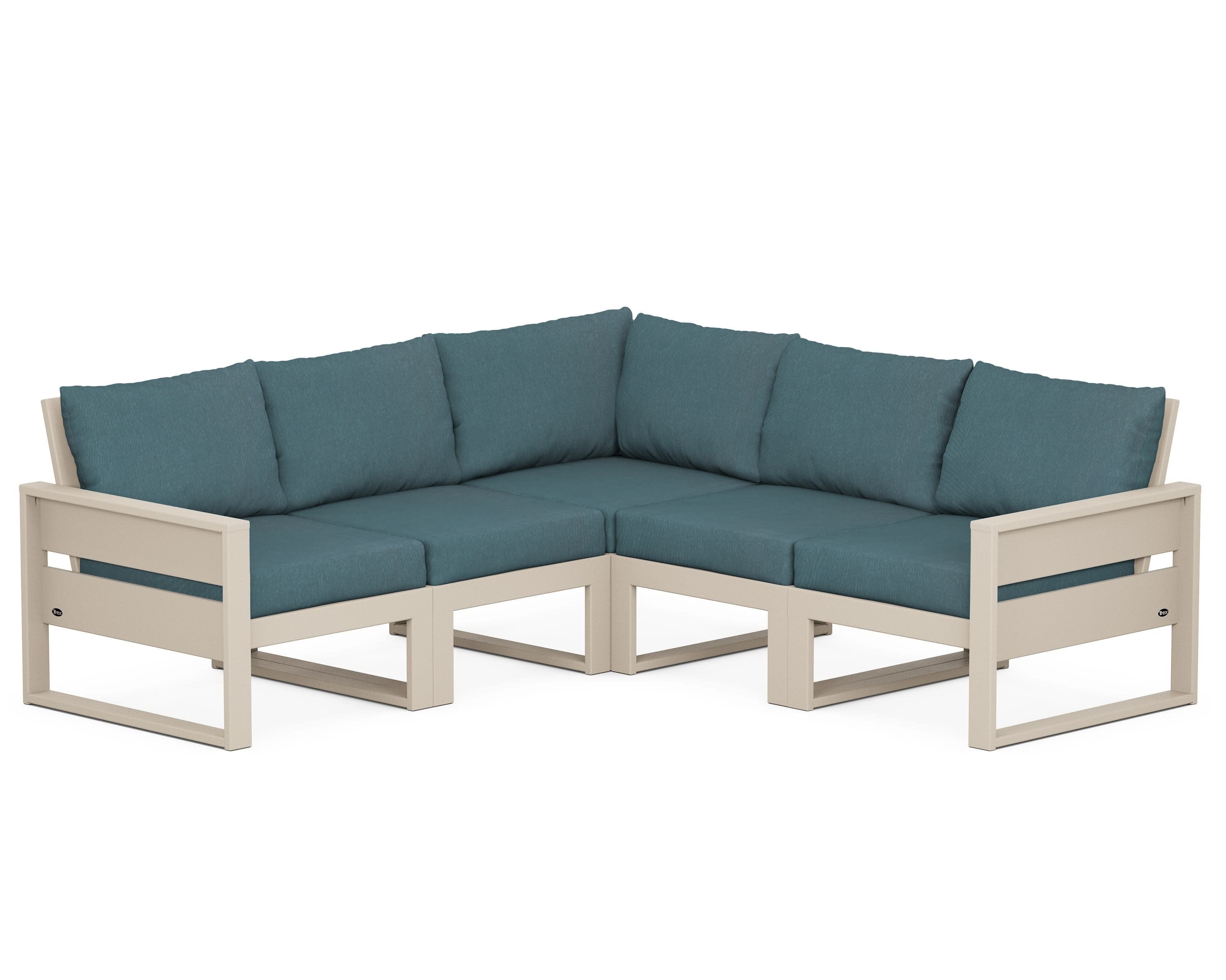 Eastport 5-Piece Sectional in Sand Castle / Ocean Teal