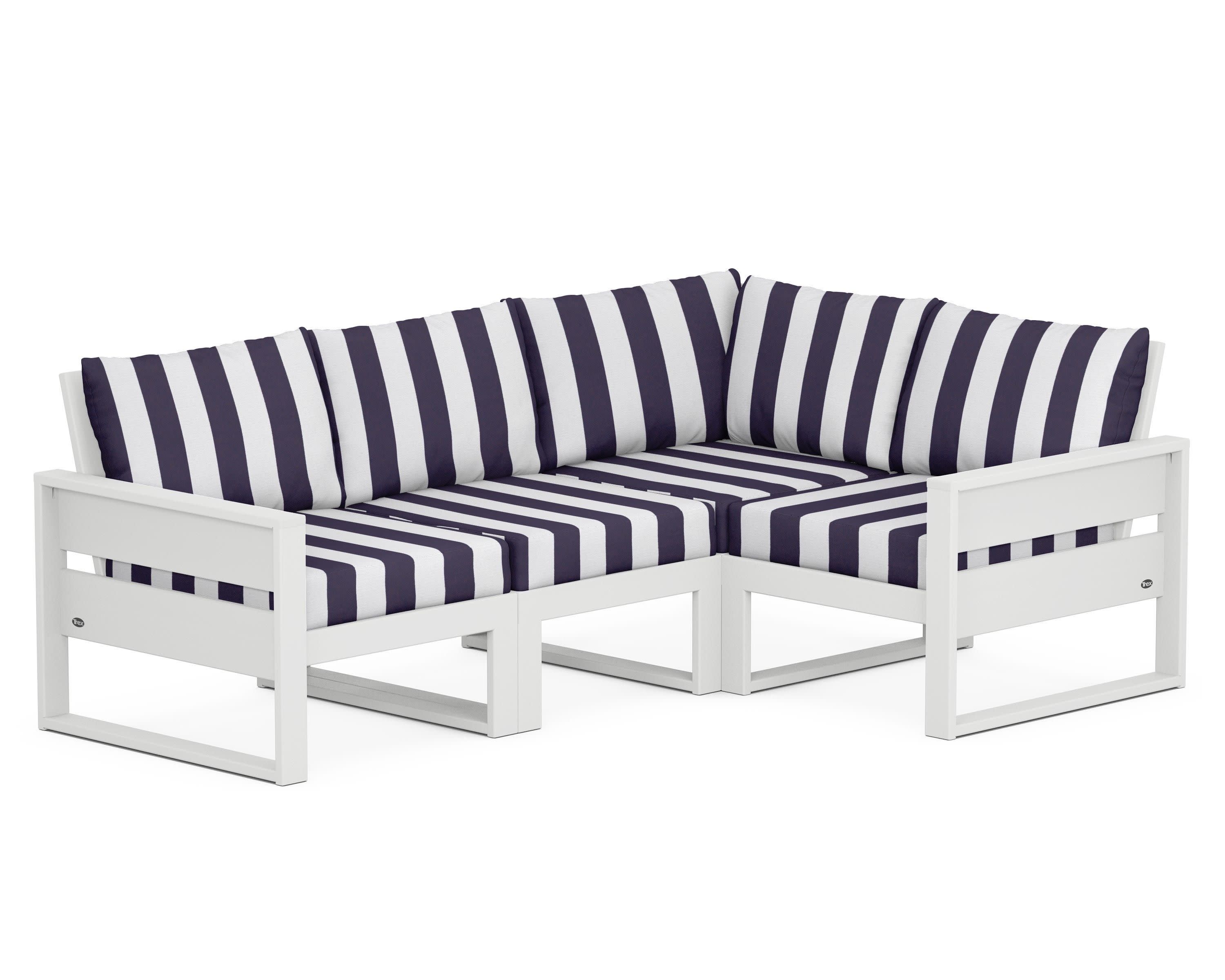 Eastport 4- Piece Sectional in Classic White / Cabana Stripe Navy