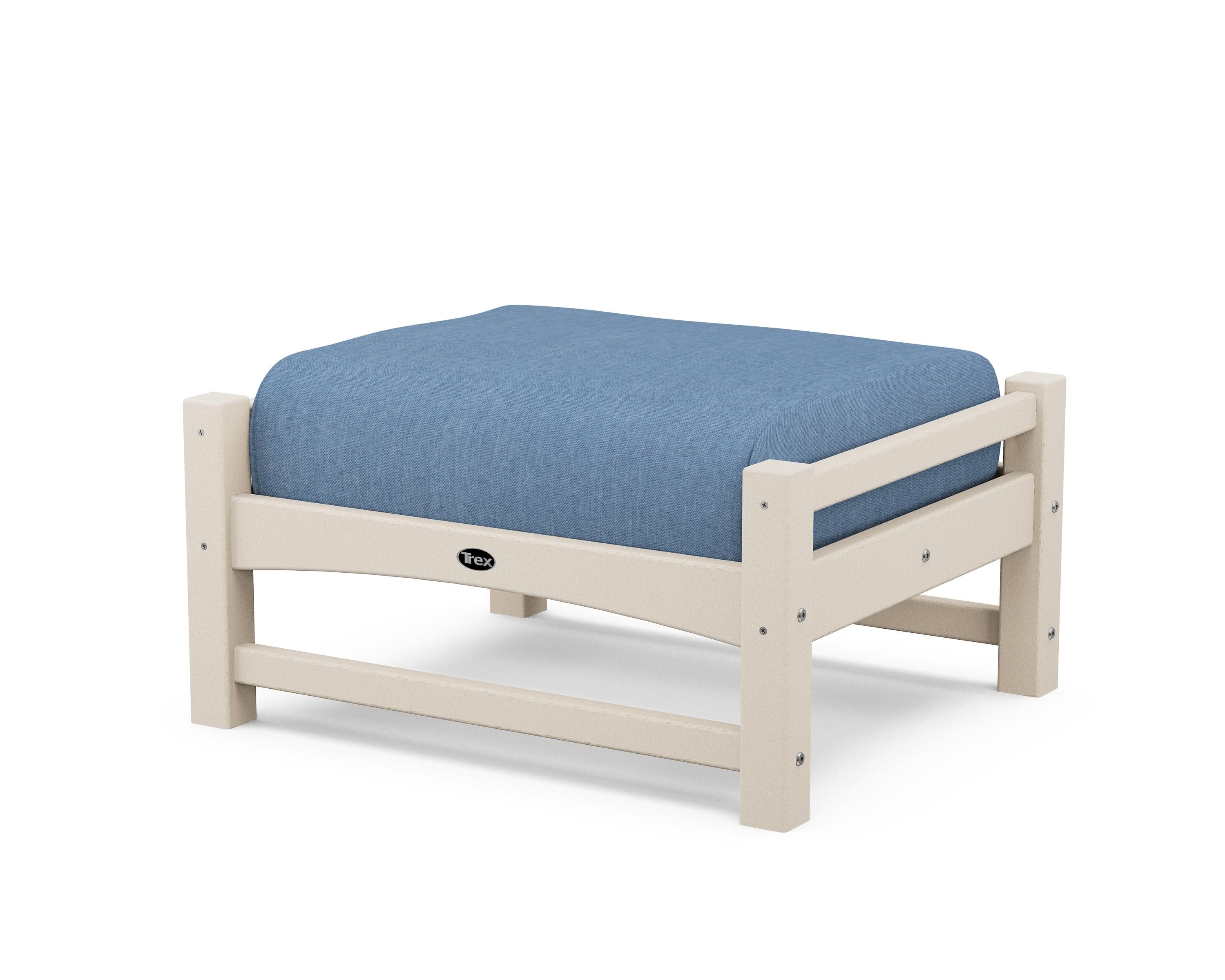 Rockport Club Ottoman in Sand Castle / Sky Blue