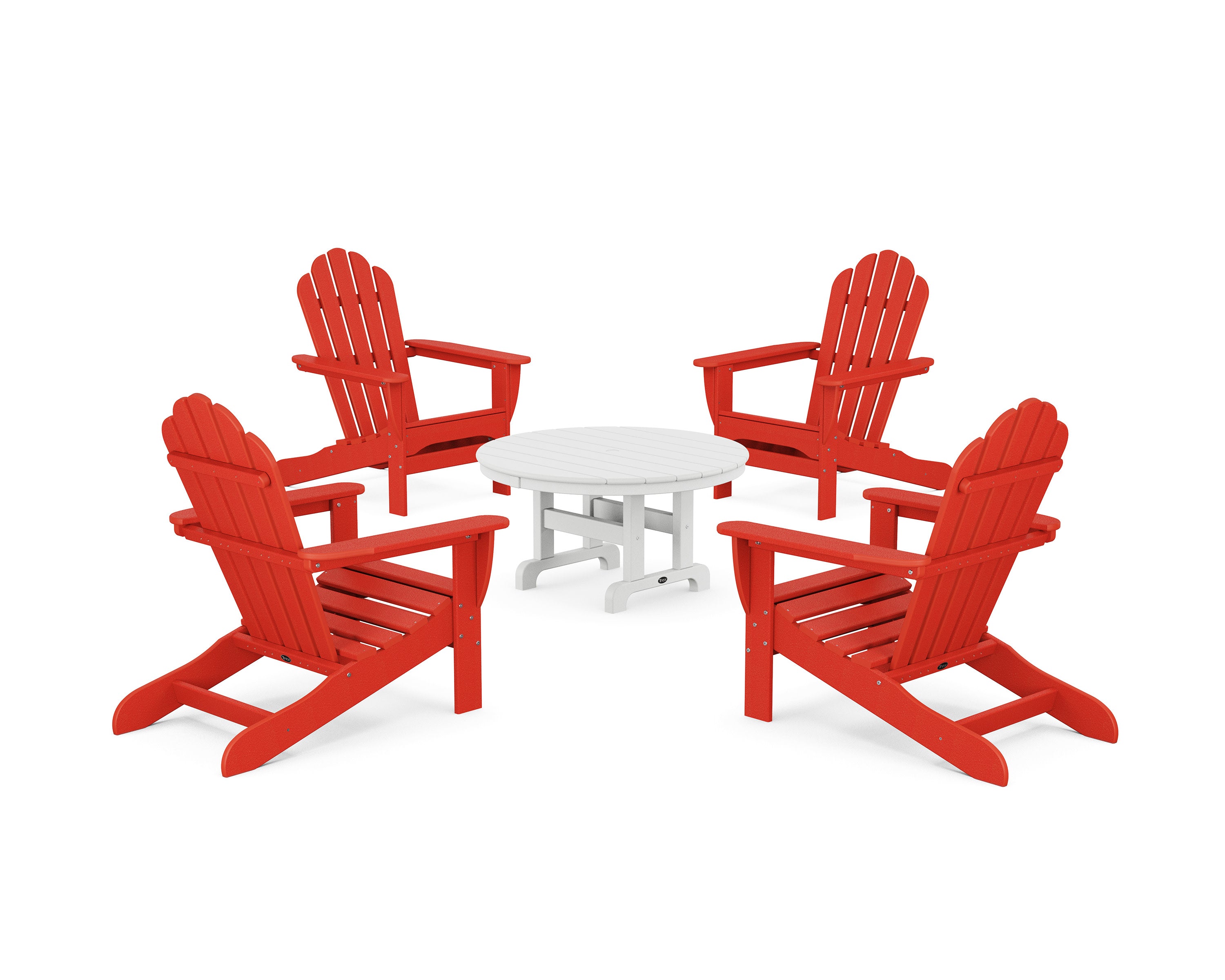 5-Piece Monterey Bay Adirondack Chair Conversation Group in Sunset Red