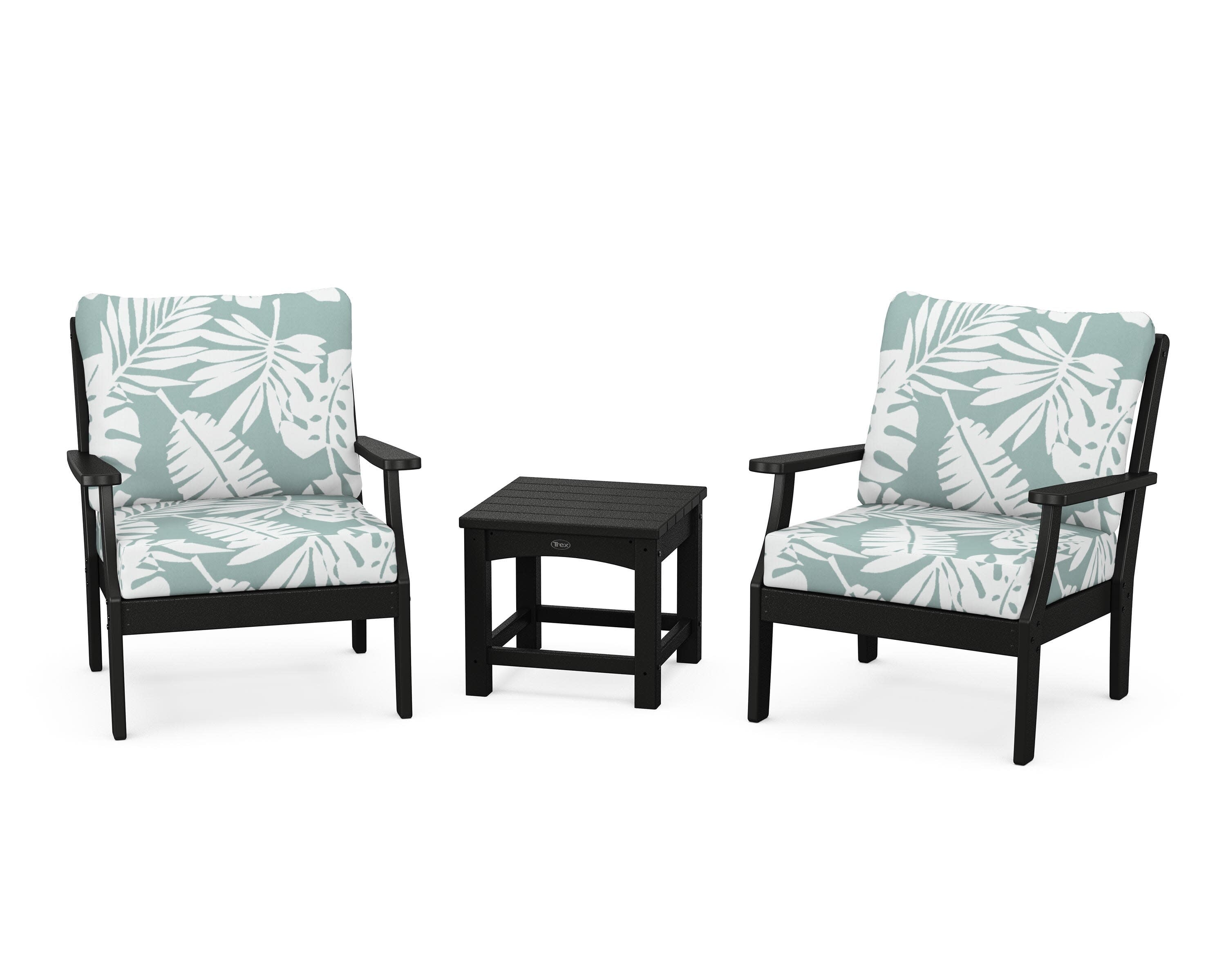 Yacht Club 3-Piece Deep Seating Set in Charcoal Black / Leaf Glacier Spa