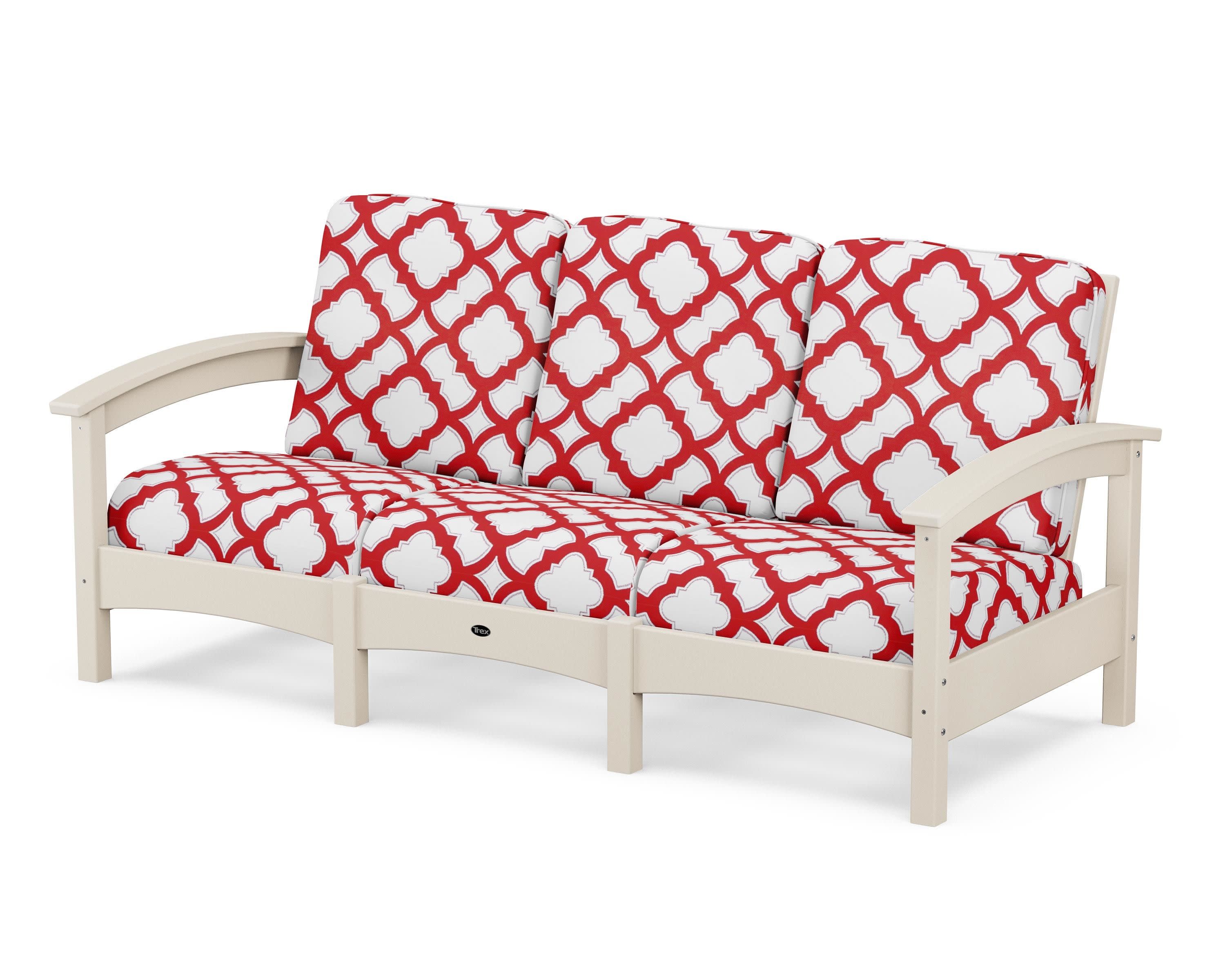Rockport Club Sofa in Sand Castle / Trellis Crimson