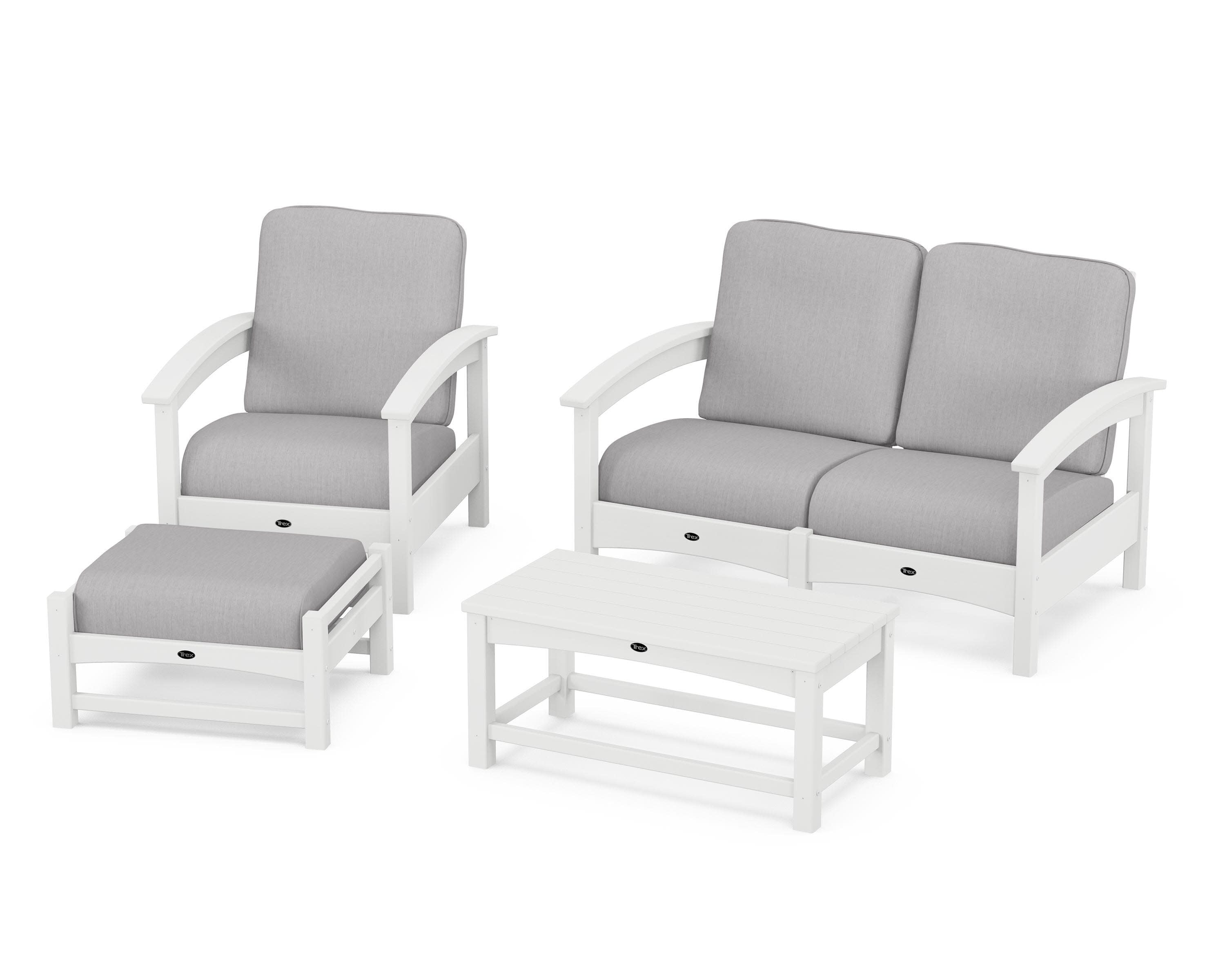 Rockport 4-Piece Deep Seating Conversation Group in Classic White / Granite