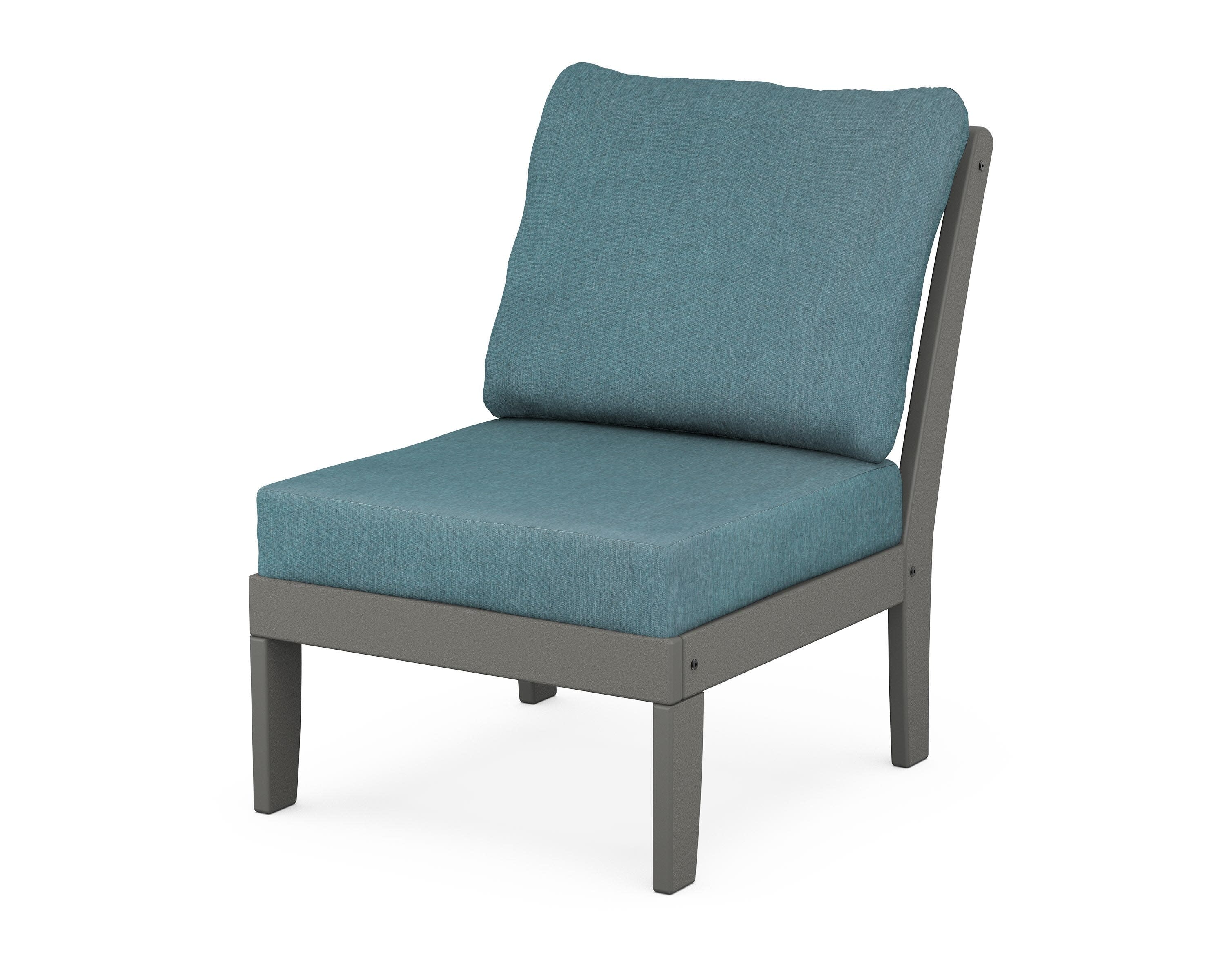 Yacht Club Modular Armless Chair in Stepping Stone / Ocean Teal