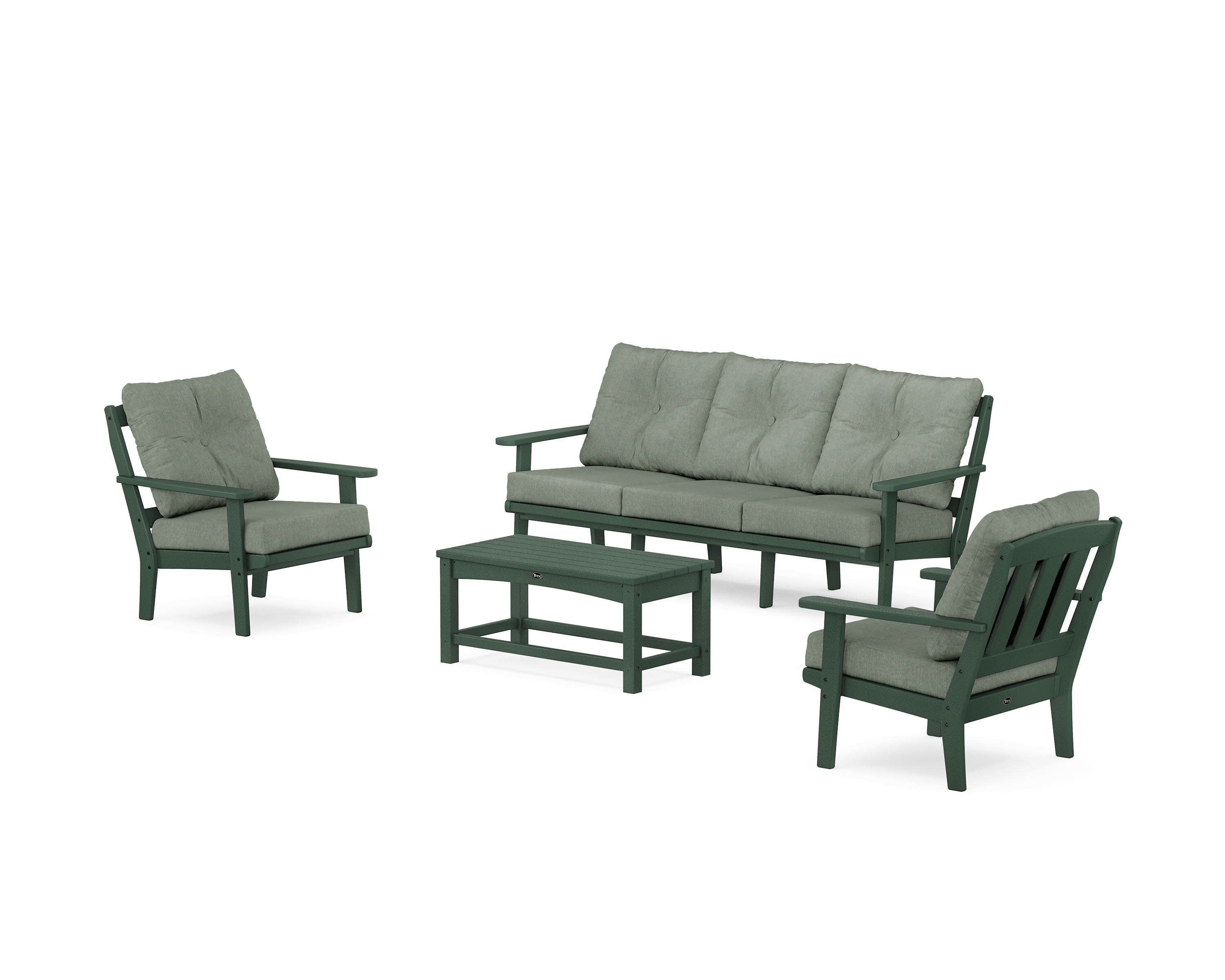 Cape Cod 4-Piece Deep Seating Set with Sofa in Rainforest Canopy / Cast Sage