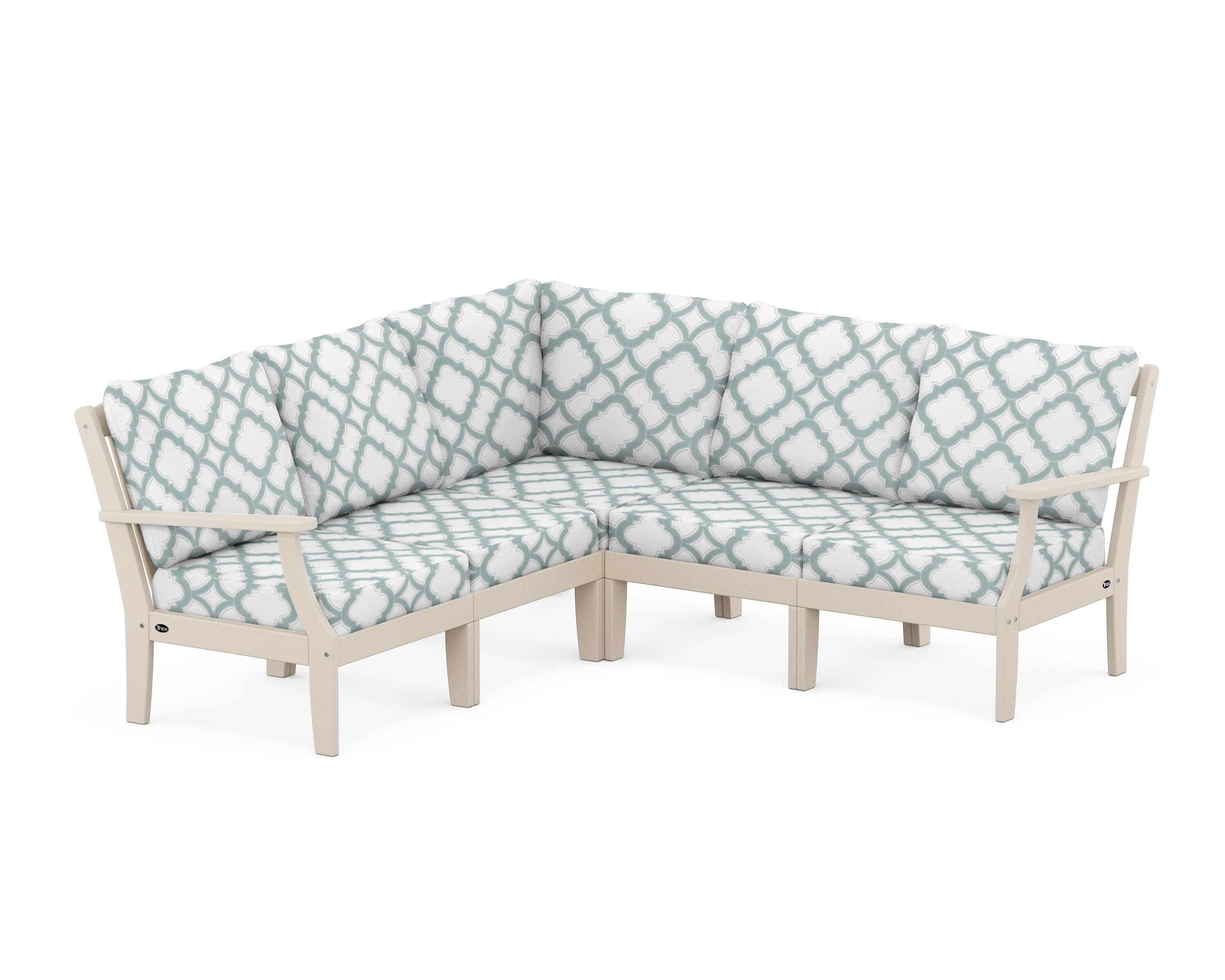 Yacht Club Modular 5-Piece Deep Seating Set in Sand Castle / Trellis Glacier Spa