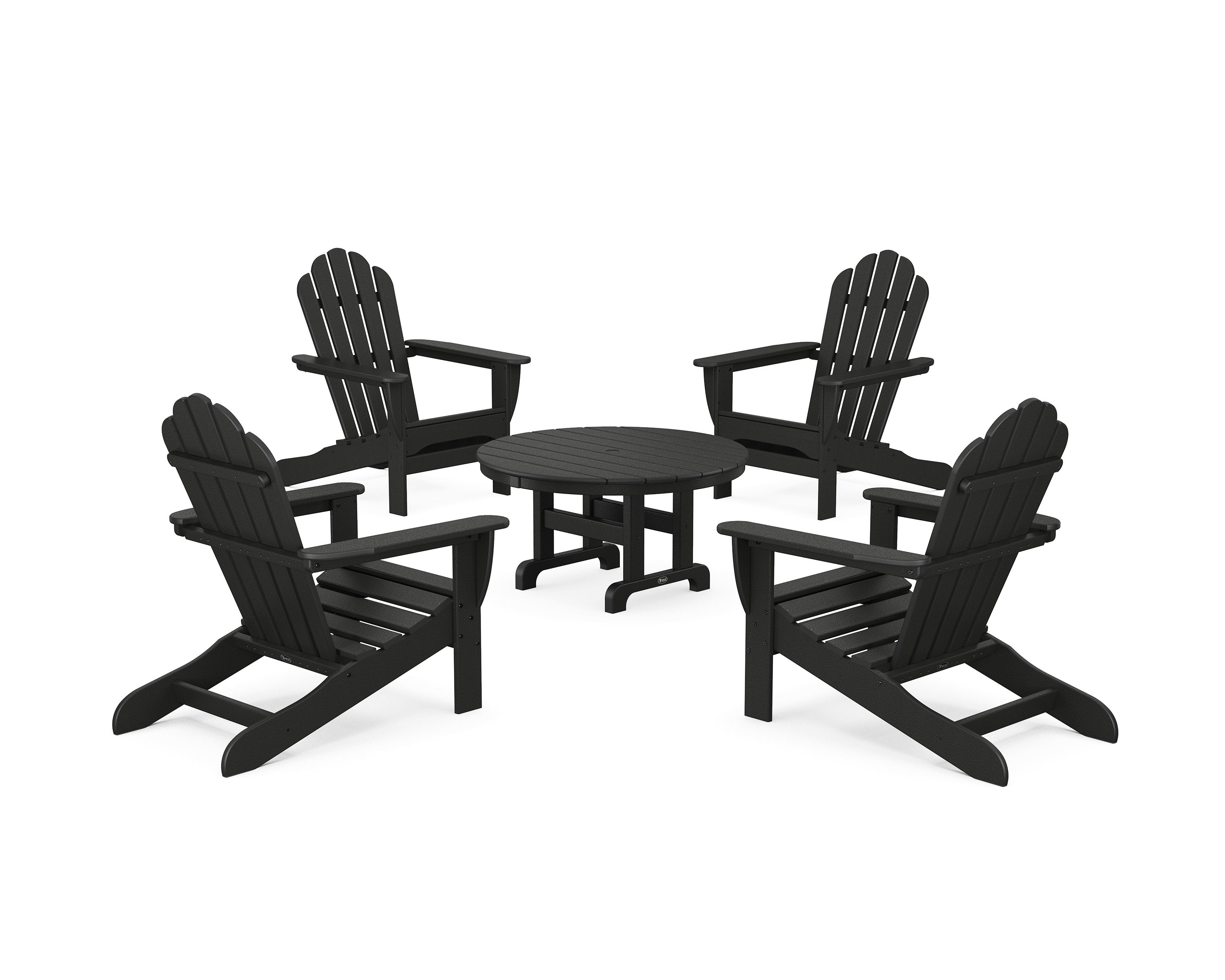 5-Piece Monterey Bay Adirondack Chair Conversation Group in Charcoal Black