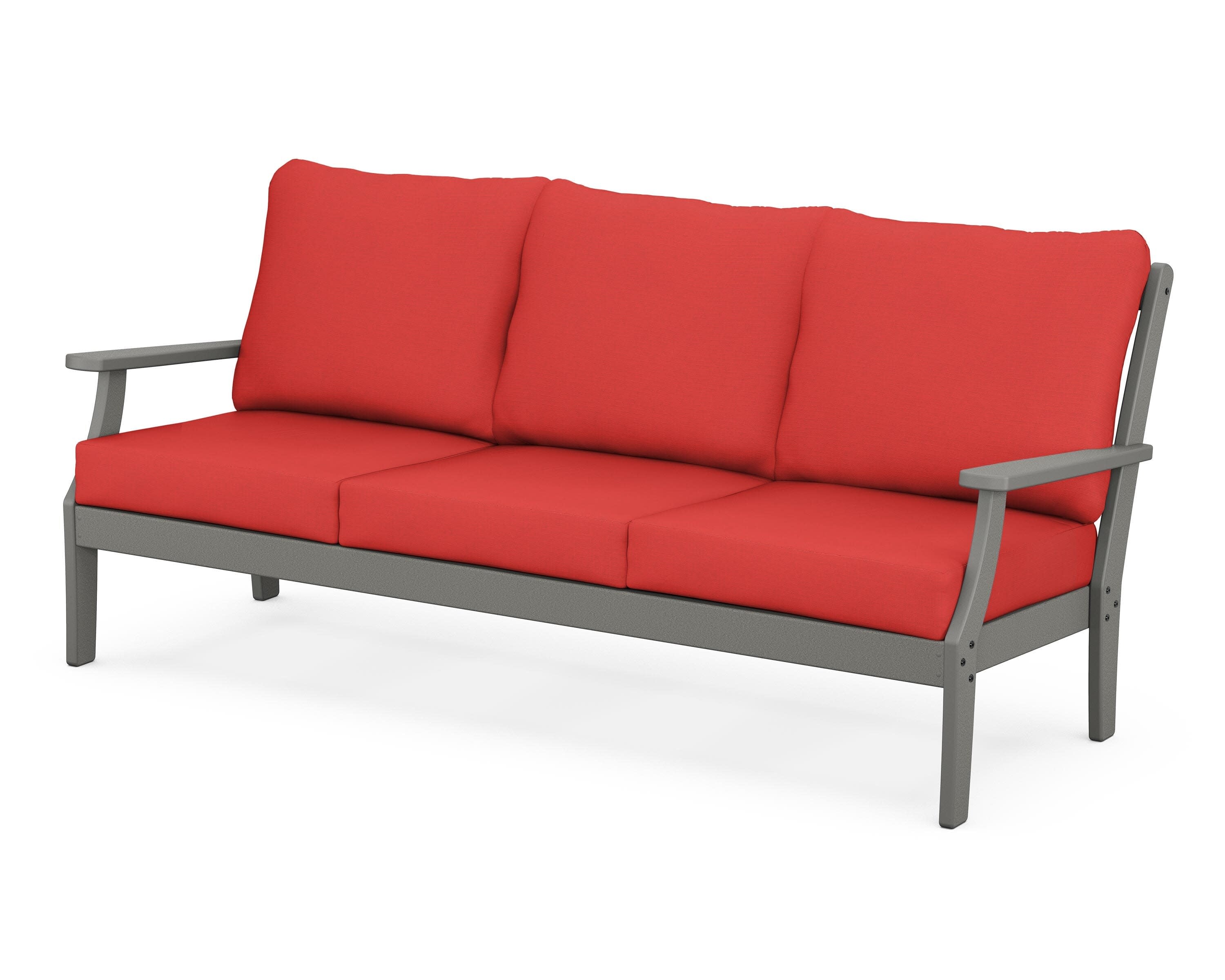 Yacht Club Deep Seating Sofa in Stepping Stone / Crimson Linen