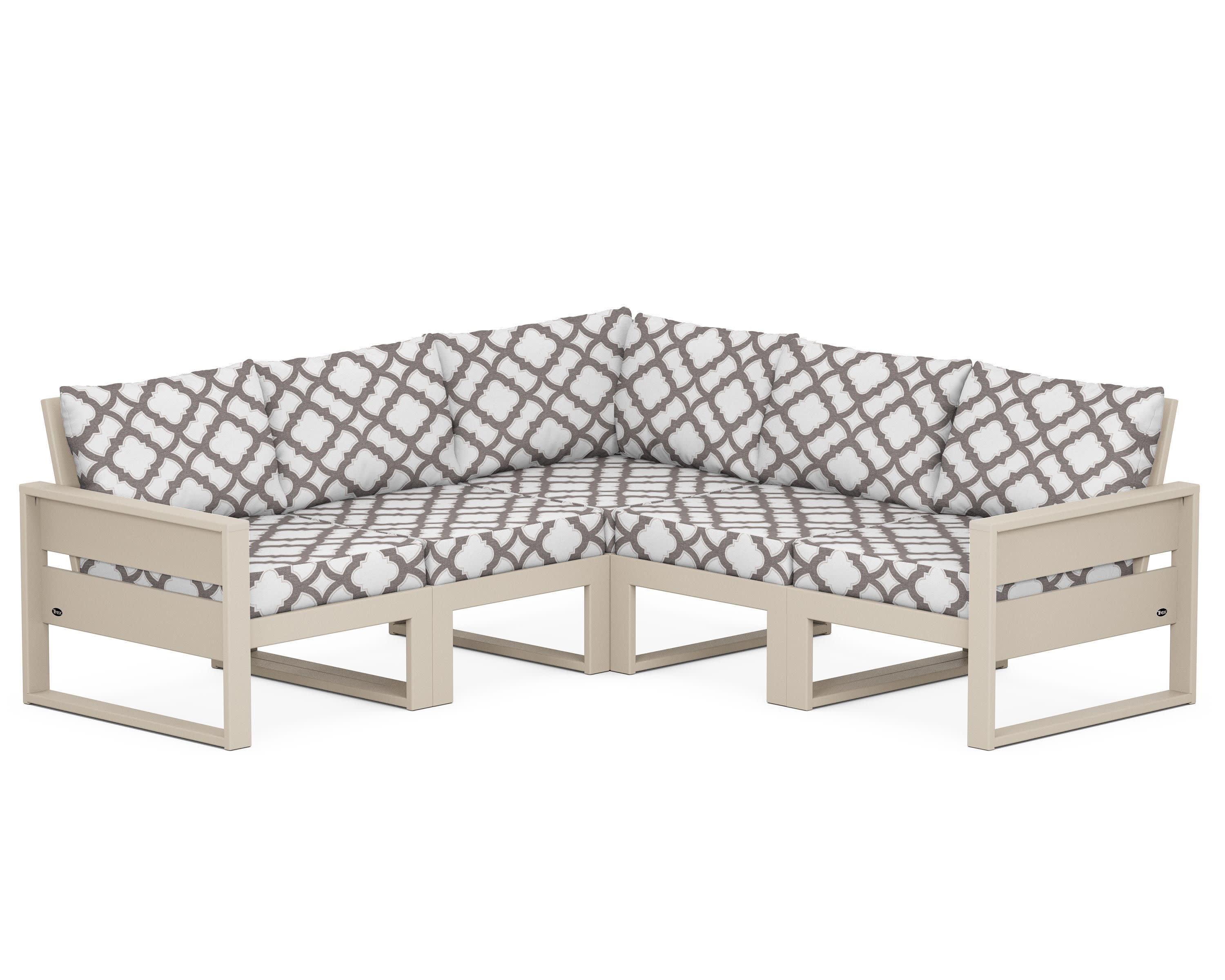 Eastport 5-Piece Sectional in Sand Castle / Trellis Grey Mist