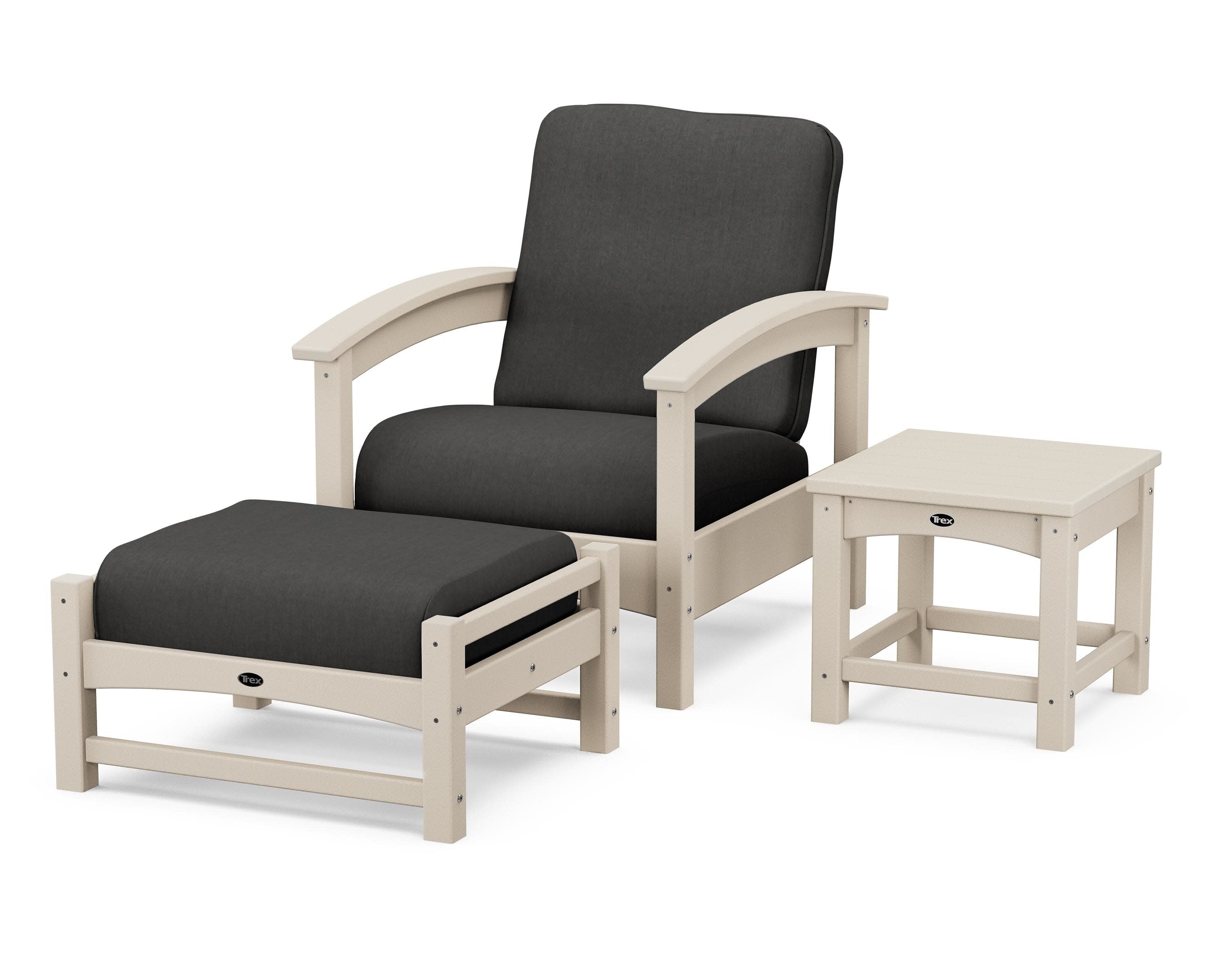 Rockport 3-Piece Deep Seating Set in Sand Castle / Spectrum Carbon