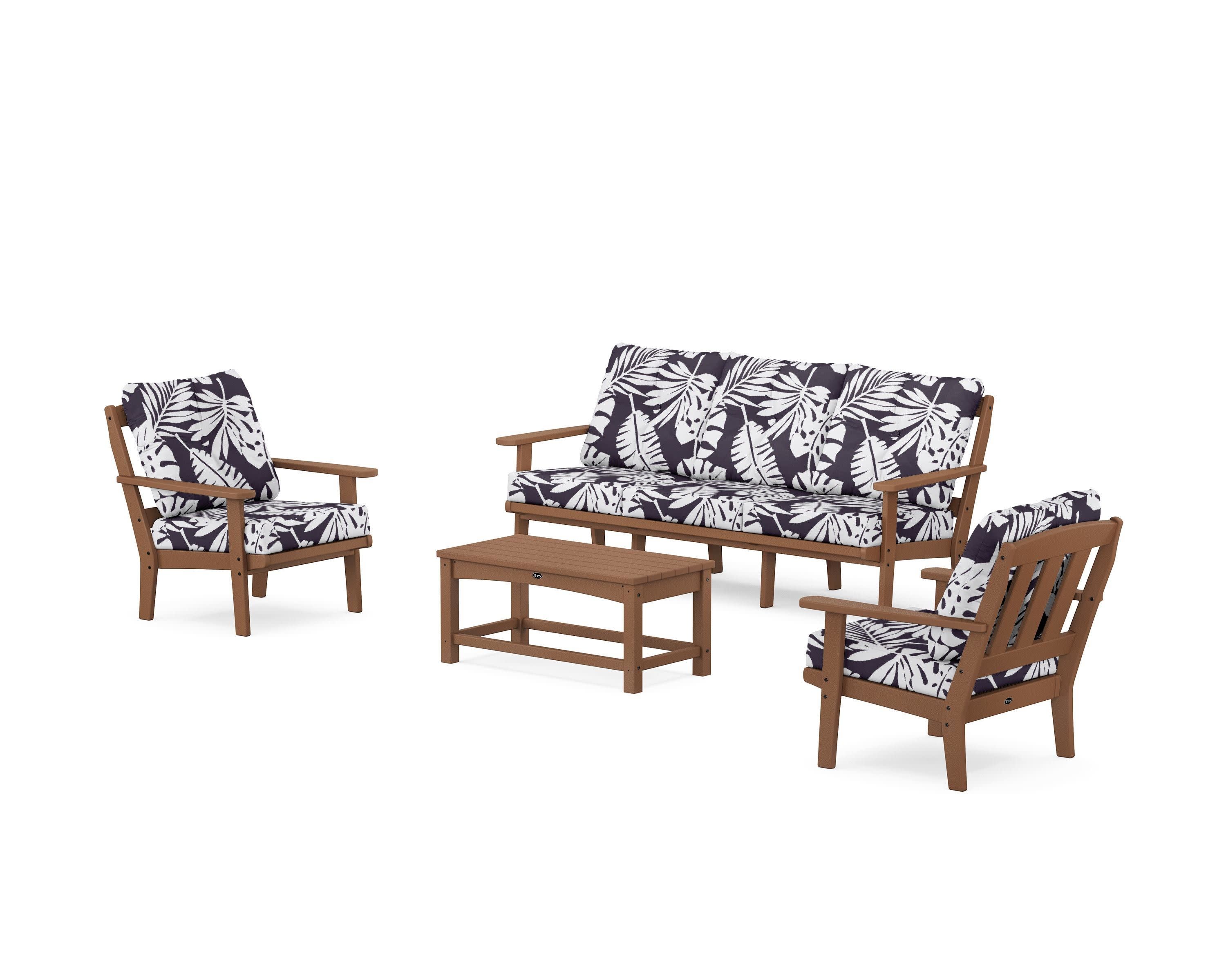 Cape Cod 4-Piece Deep Seating Set with Sofa in Tree House / Leaf Navy